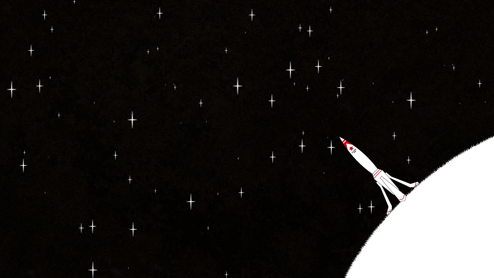 Rocket launching from a planet into starry space HD Wallpaper