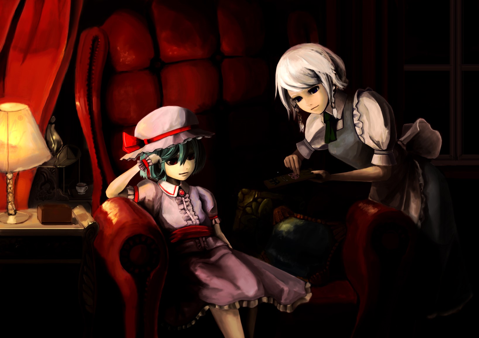 Izayoi Sakuya from Touhou in a dark room HD Wallpaper