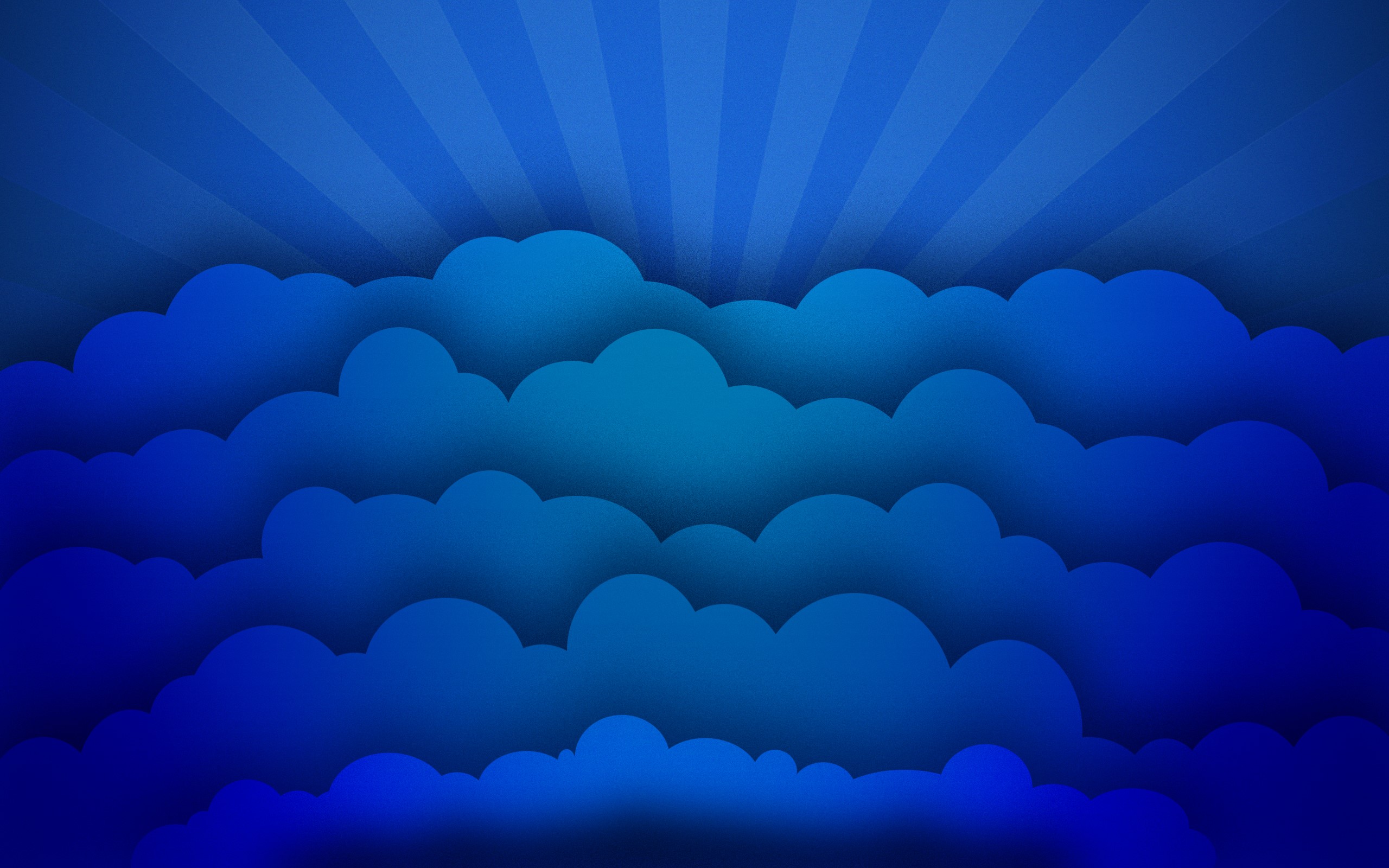 Blue clouds with sun rays HD Wallpaper