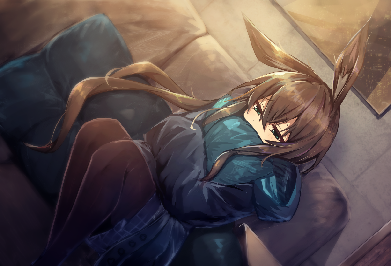 Amiya from Arknights lying on a couch HD Wallpaper