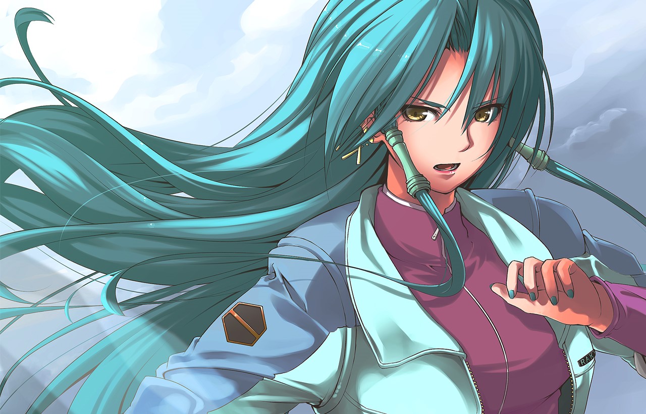 Anime girl with long green hair from Super Robot Wars HD Wallpaper