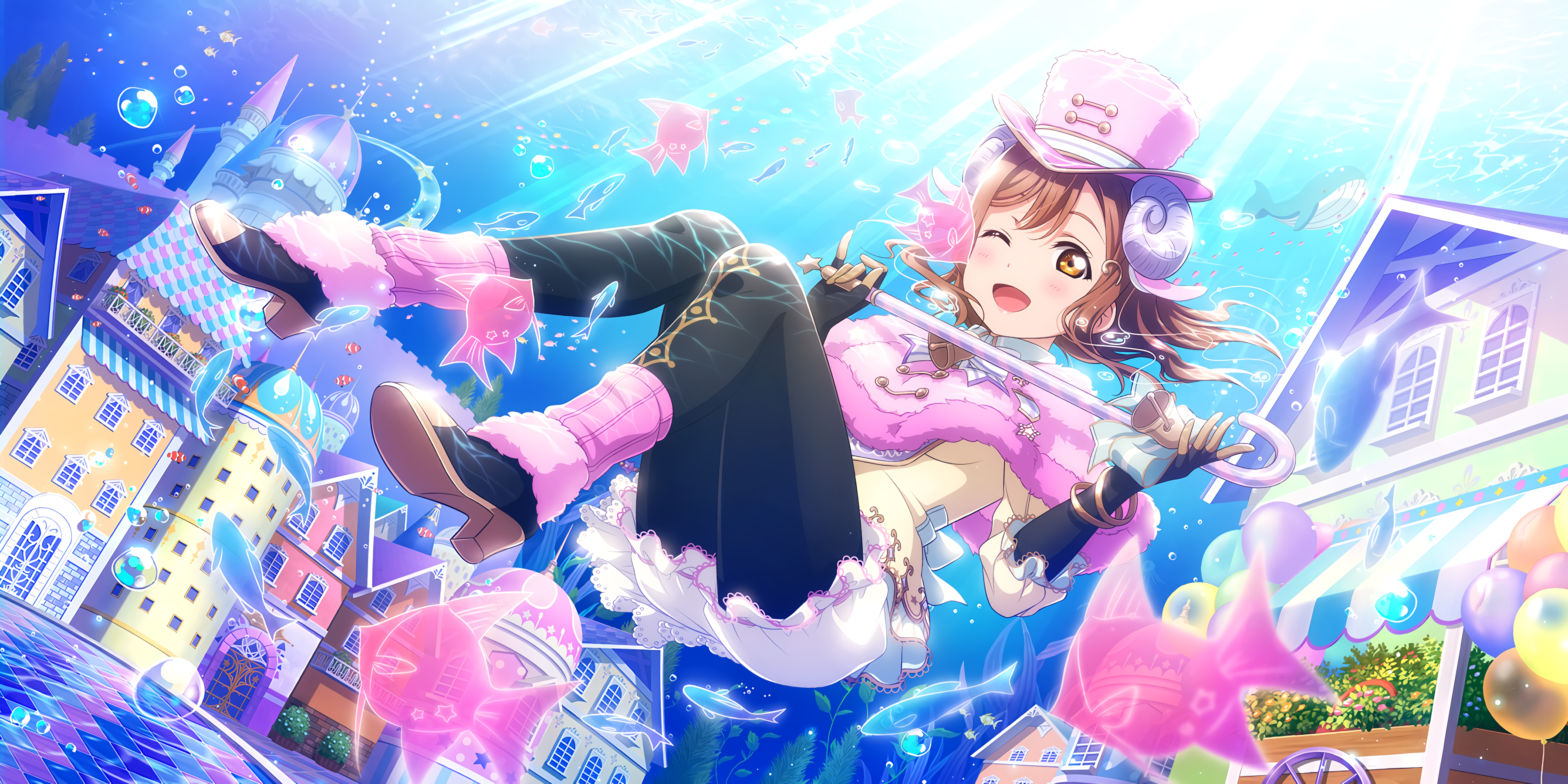 Kunikida Hanamaru from Love Live! Sunshine!! underwater HD Wallpaper
