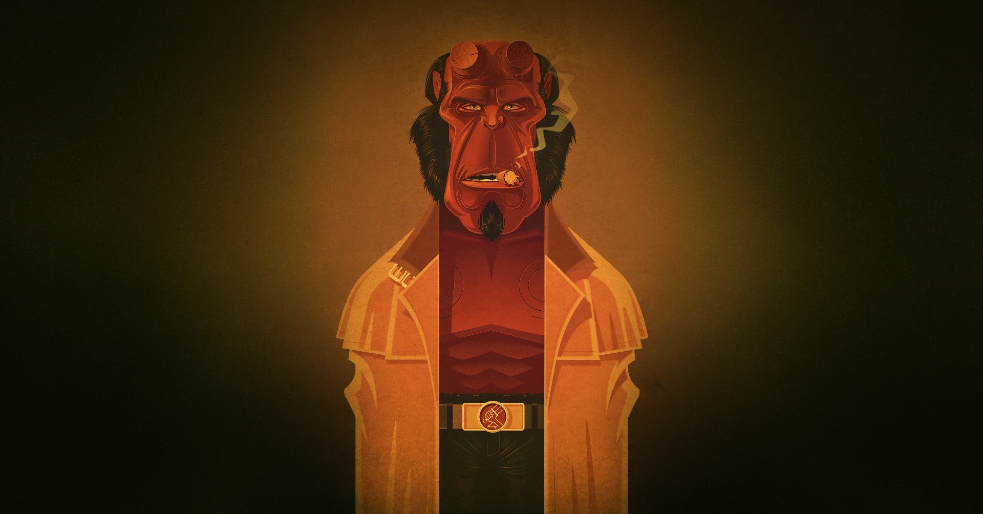 Hellboy smoking a cigar HD Wallpaper