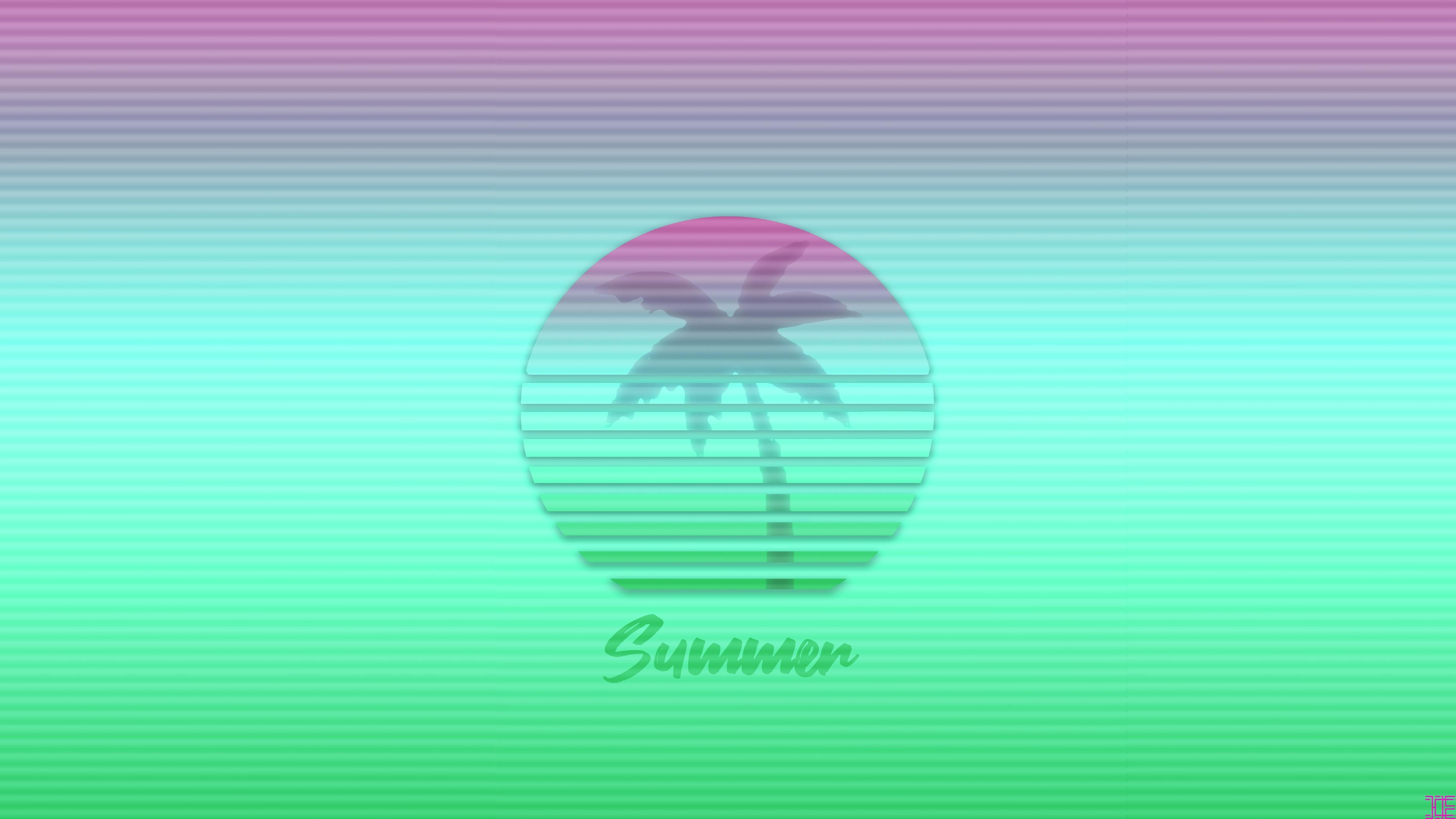 Summer Palm Tree Sunset Stripes HD Wallpaper