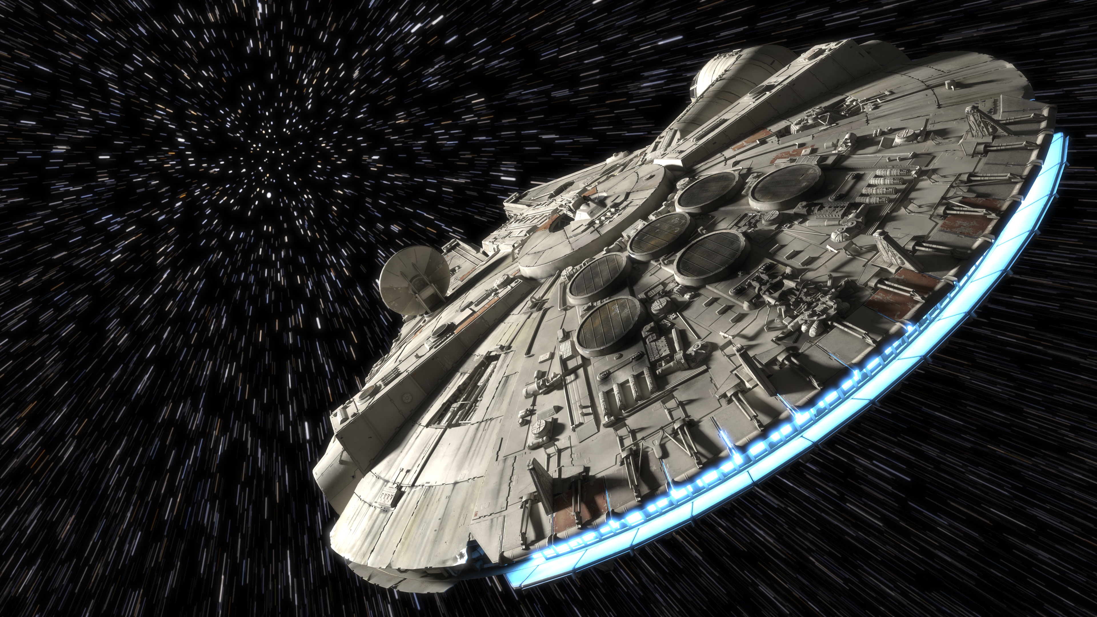 Millennium Falcon in hyperspace, Star Wars render HD Wallpaper