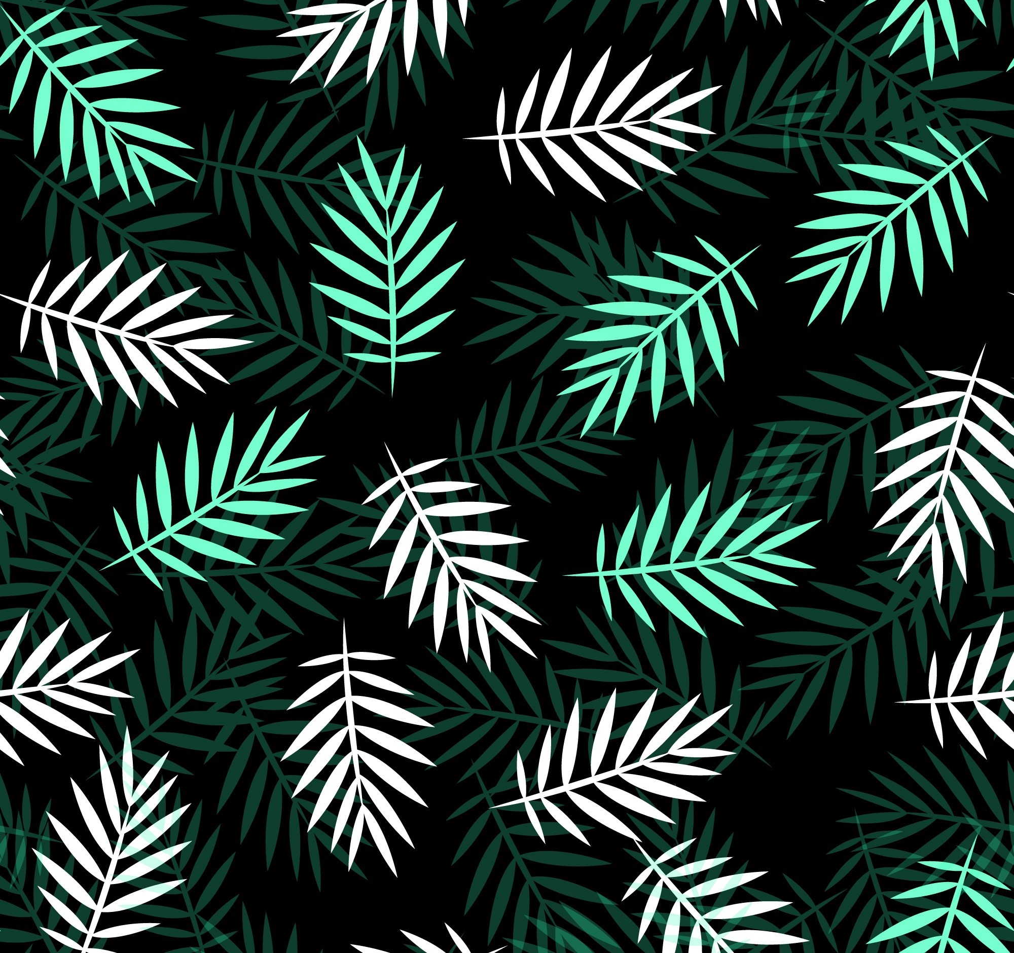 Abstract pattern of palm leaves on a black background HD Wallpaper