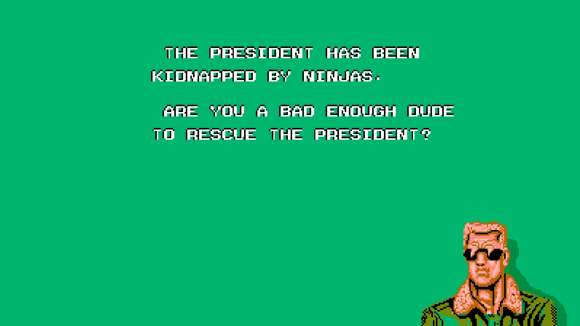 Bad Dudes text and character on green background HD Wallpaper