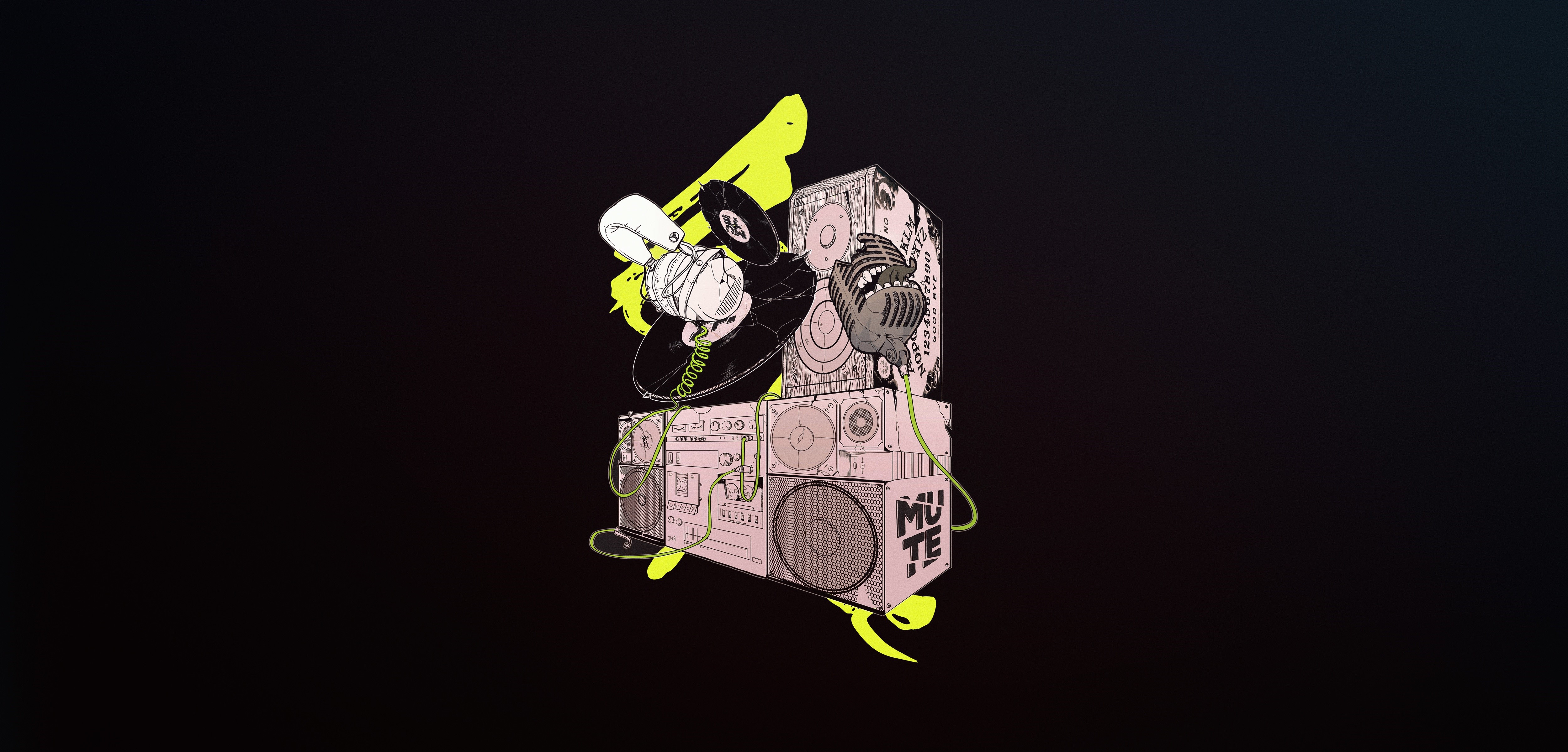 4K music artwork with boombox HD Wallpaper