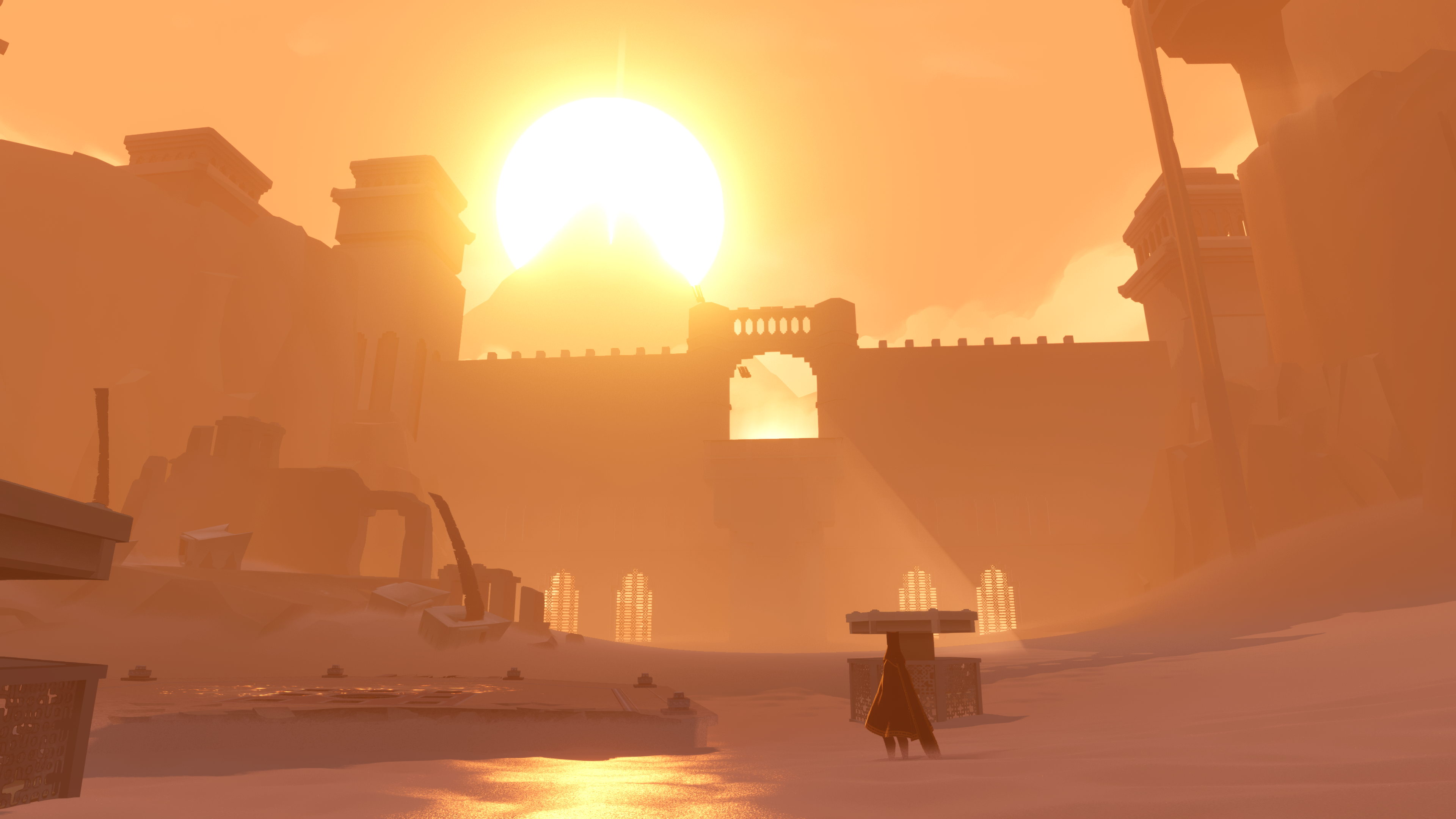Journey (game) desert ruins at sunset HD Wallpaper
