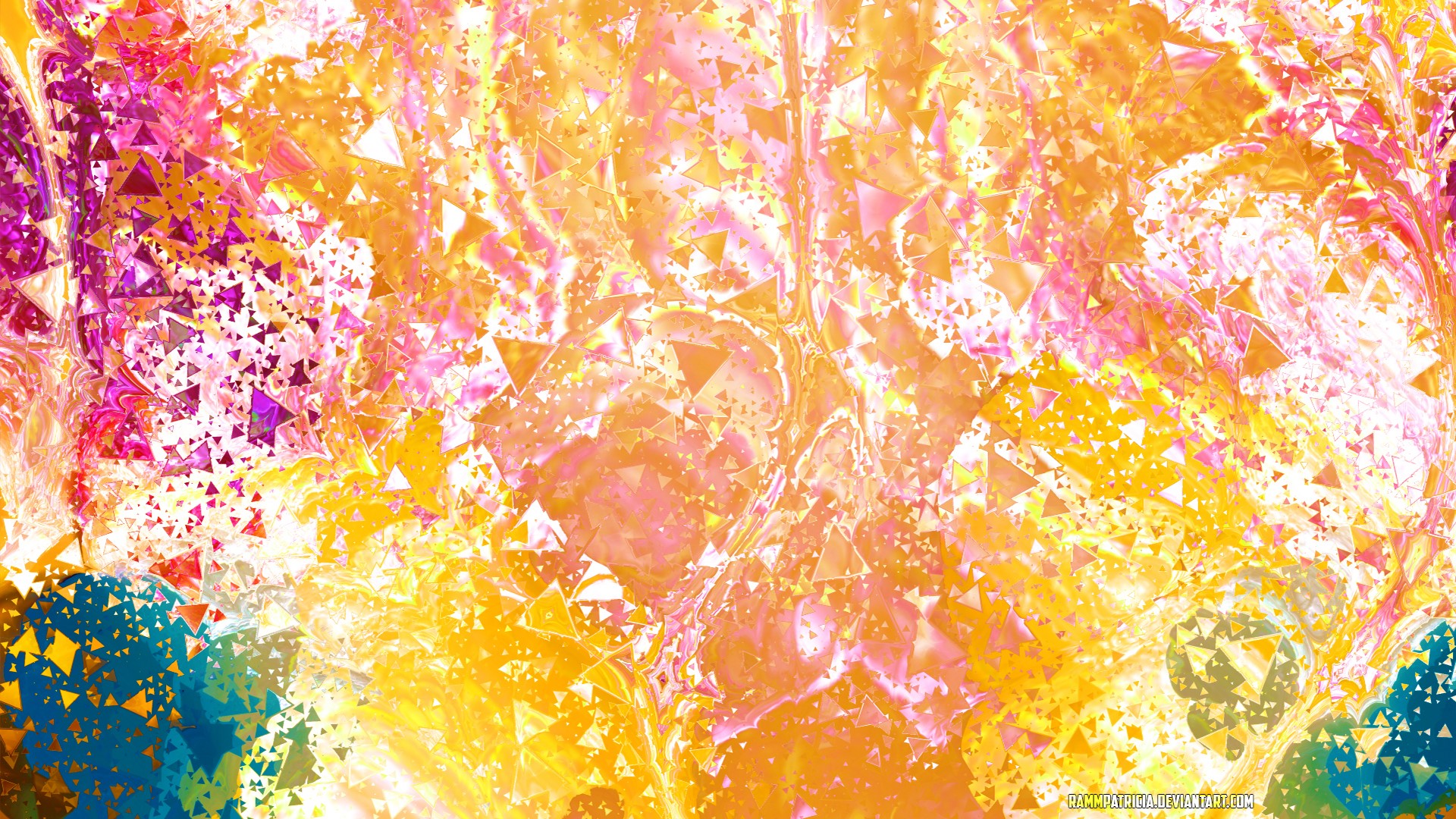 Abstract digital art with triangles HD Wallpaper