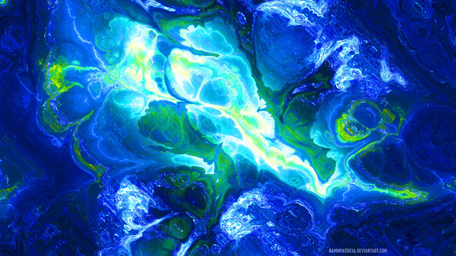 Abstract blue and cyan digital art by RammPatricia HD Wallpaper