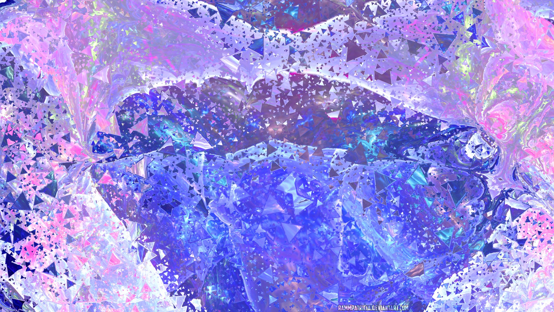Abstract fractal art with violet and blue triangles HD Wallpaper