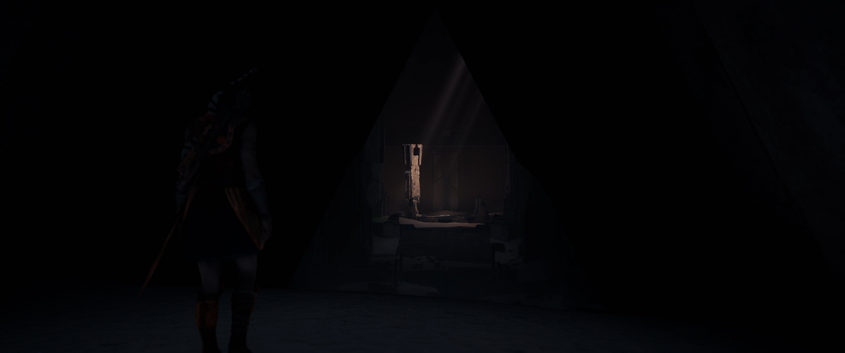 Character from Assassin's Creed in a dark chamber HD Wallpaper
