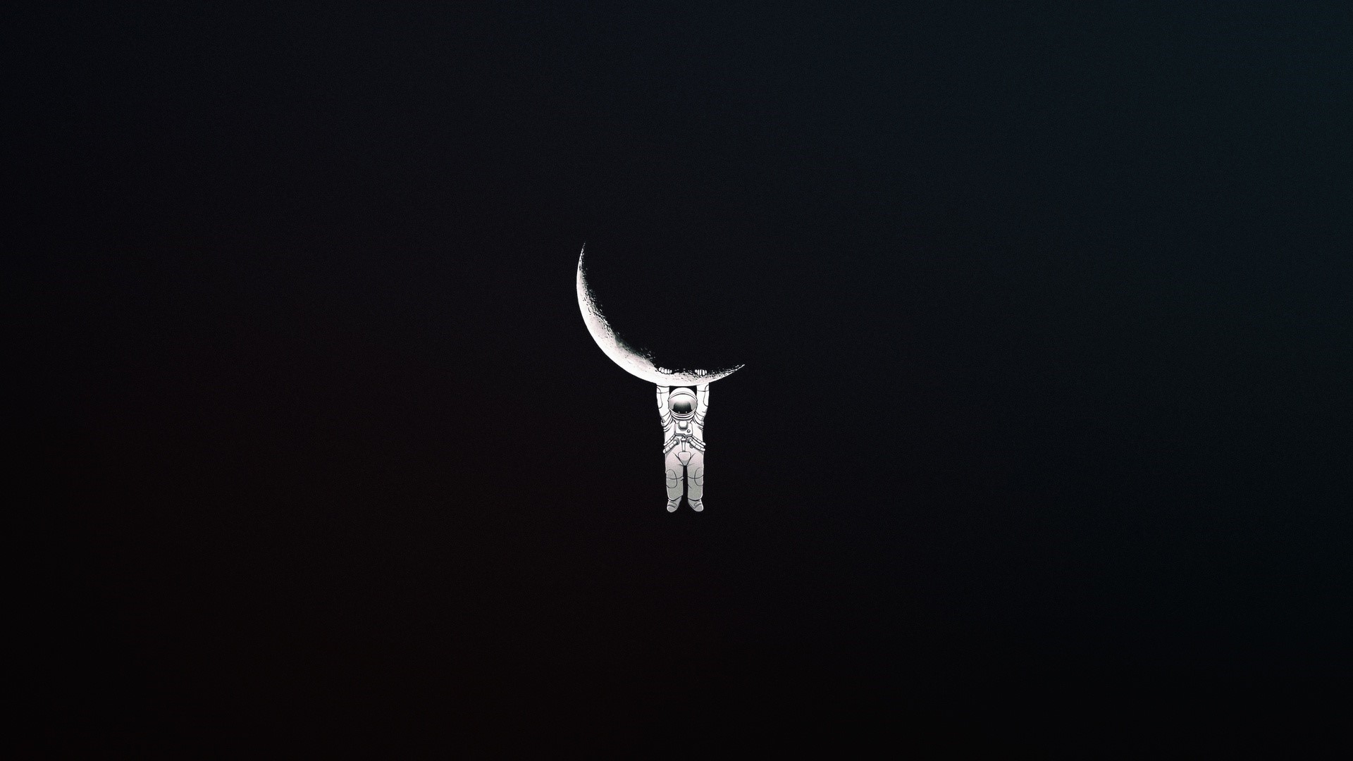 Astronaut holding the moon in space HD Wallpaper