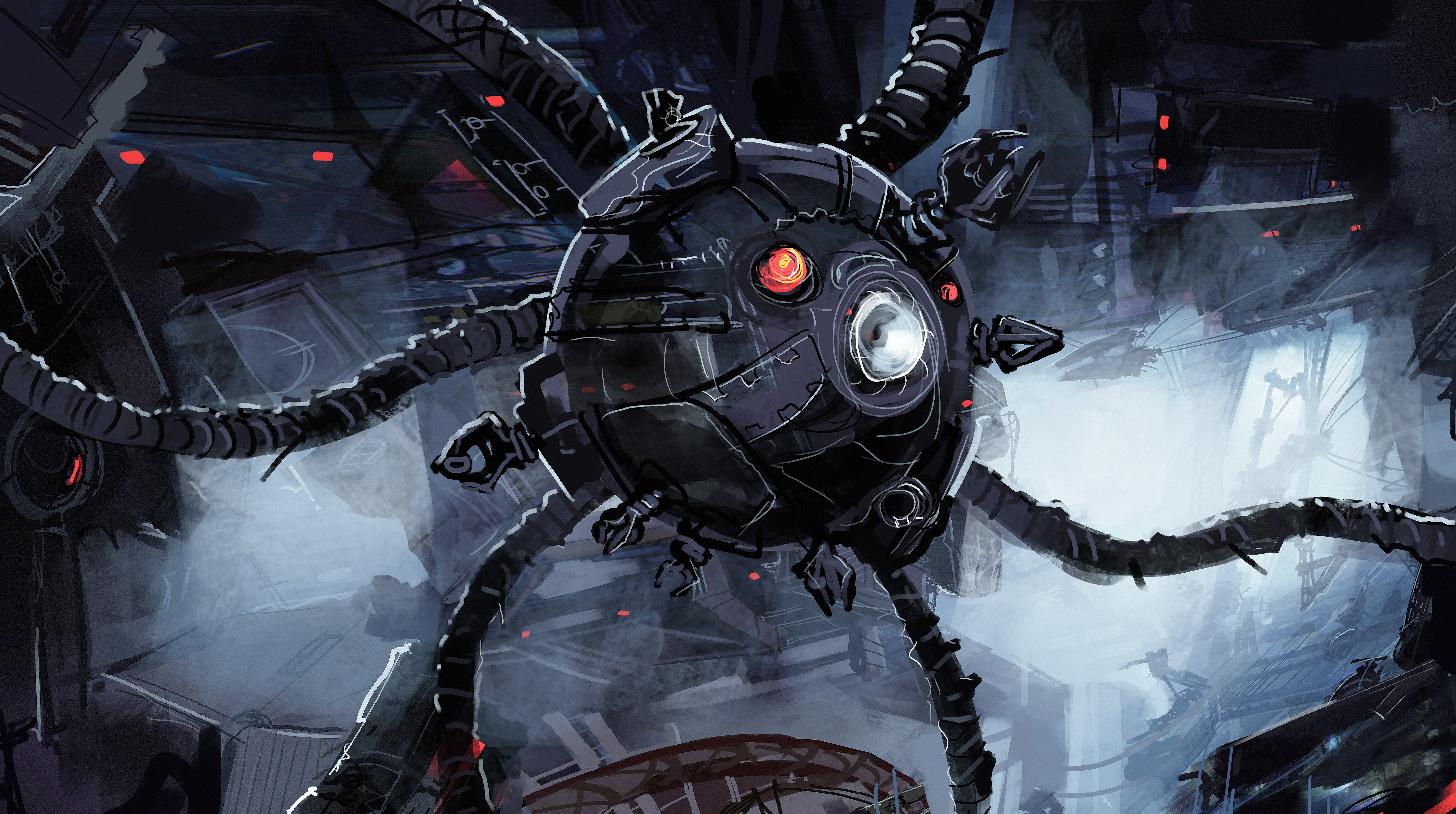 4K video game art of a robotic drone from Elite: Dangerous HD Wallpaper