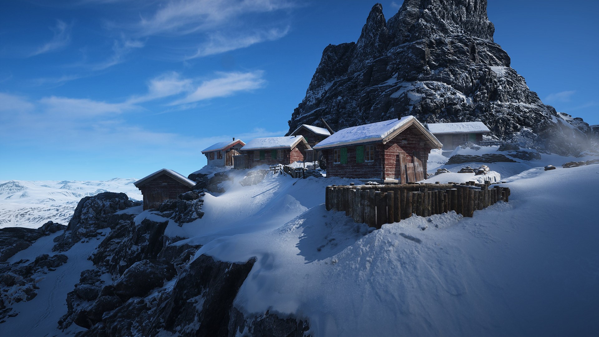 Battlefield V mountain cabins in snow HD Wallpaper
