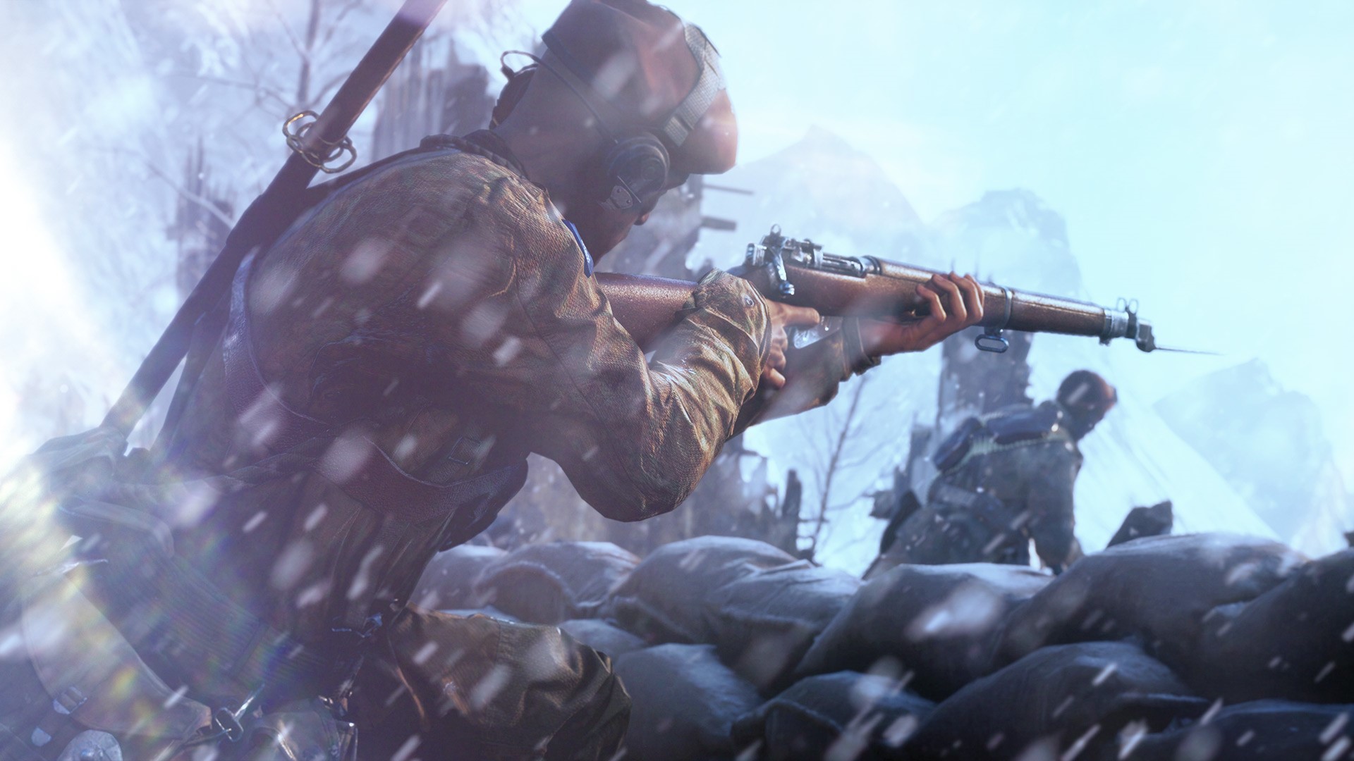 Soldiers in Battlefield V during winter combat HD Wallpaper