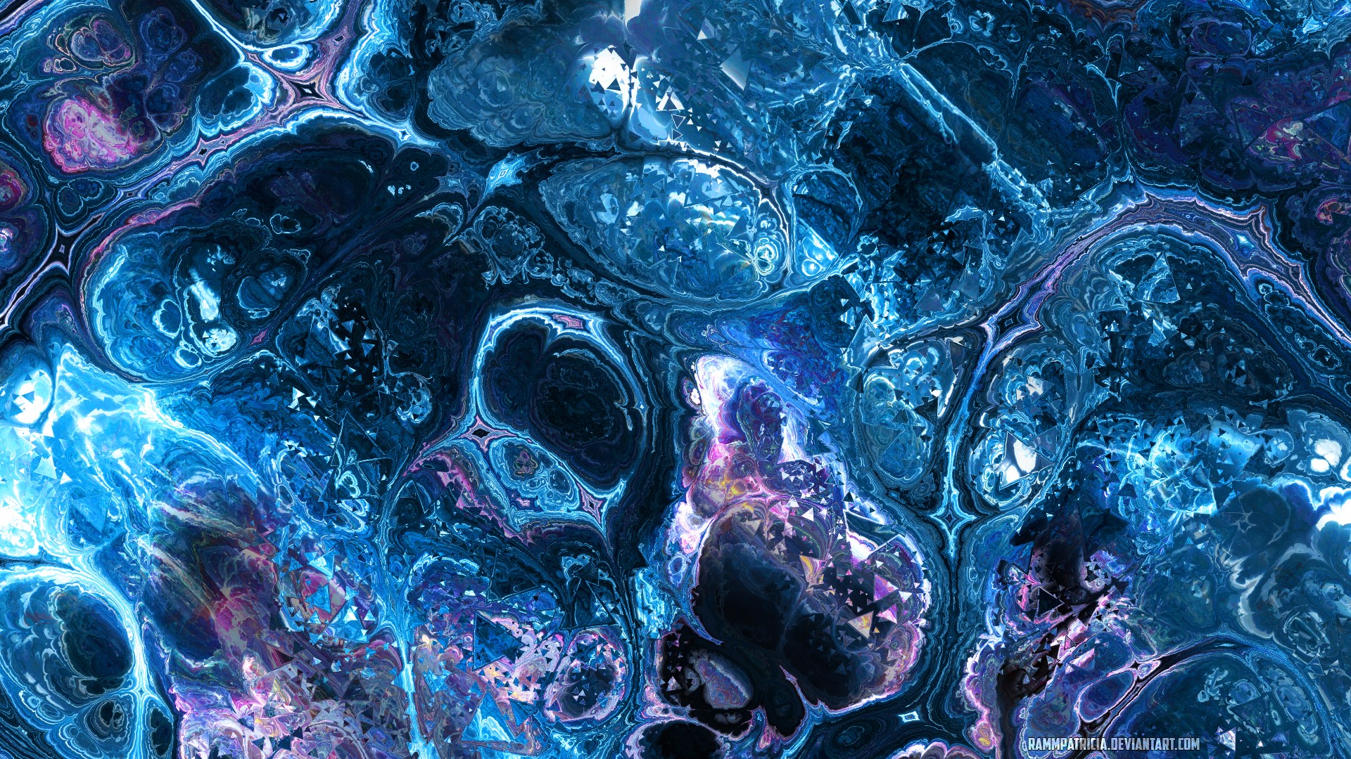 Abstract blue and purple digital art HD Wallpaper