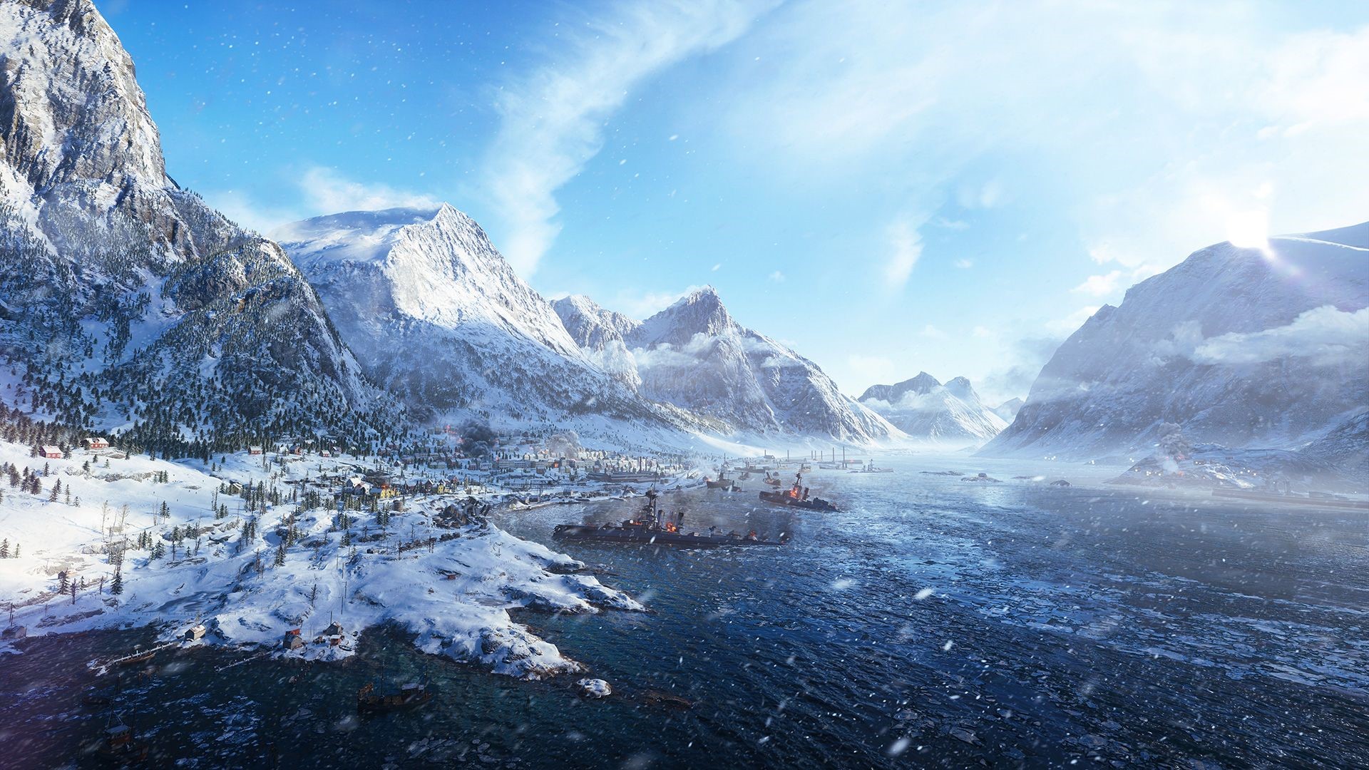Battlefield V Arctic Harbor with Warships HD Wallpaper
