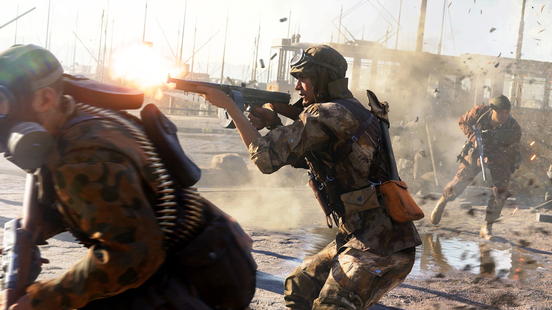 Soldiers in a chaotic battle scene from Battlefield HD Wallpaper