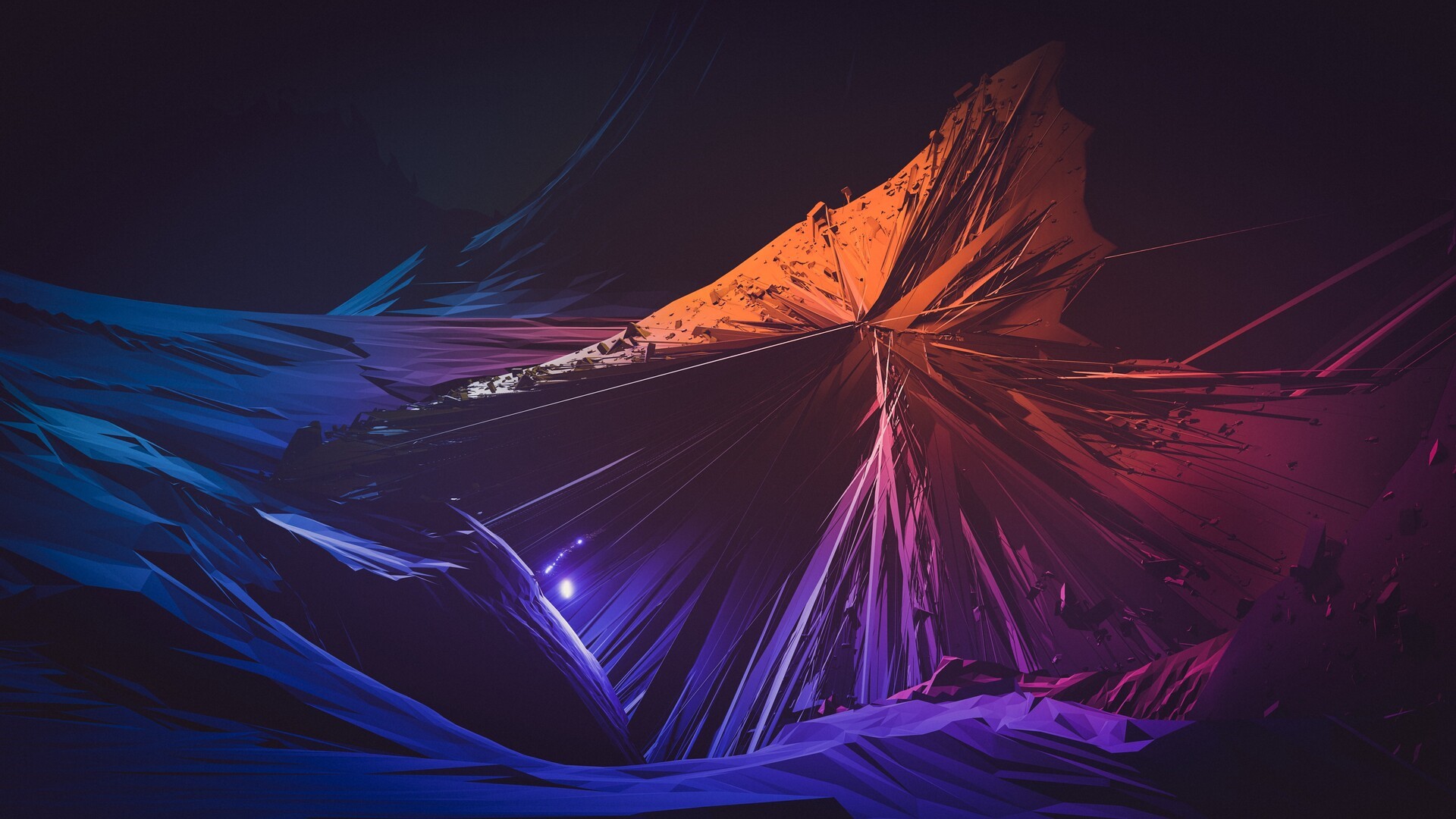 Abstract 3D digital art with sharp geometric shapes HD Wallpaper