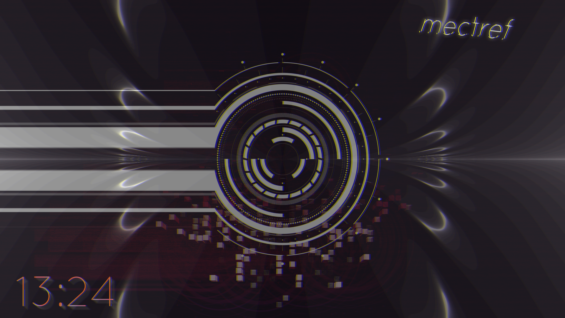 Abstract futuristic glitch art with clock HD Wallpaper