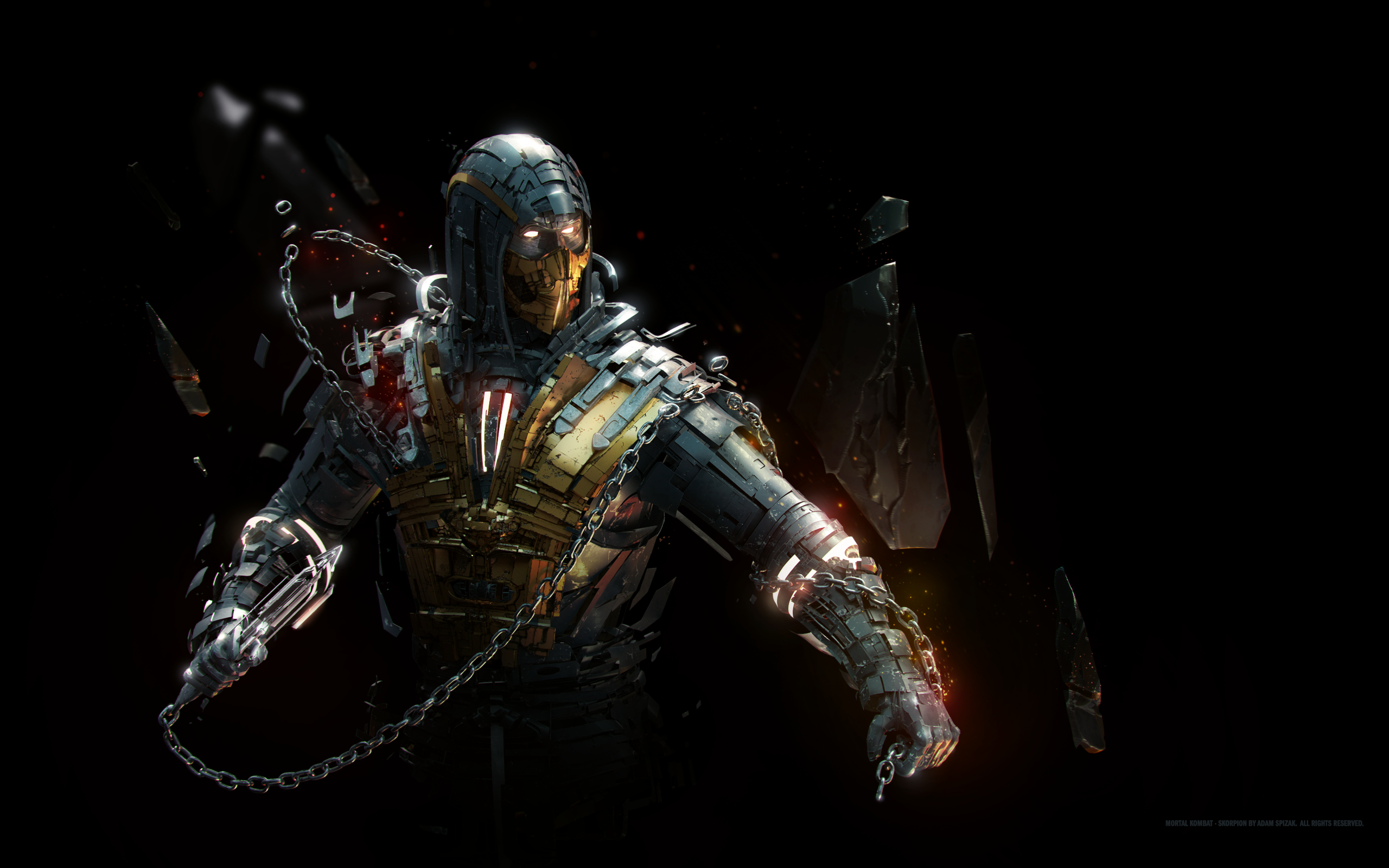 Scorpion from Mortal Kombat with chains HD Wallpaper