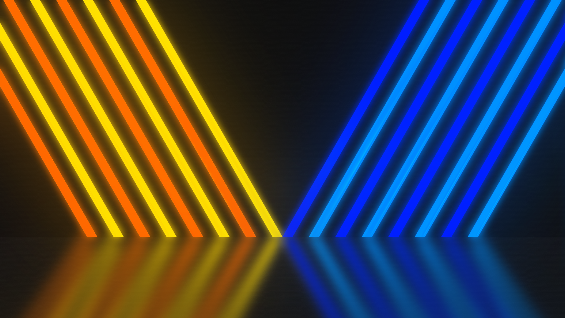 Diagonal neon lines in yellow, orange, and blue HD Wallpaper