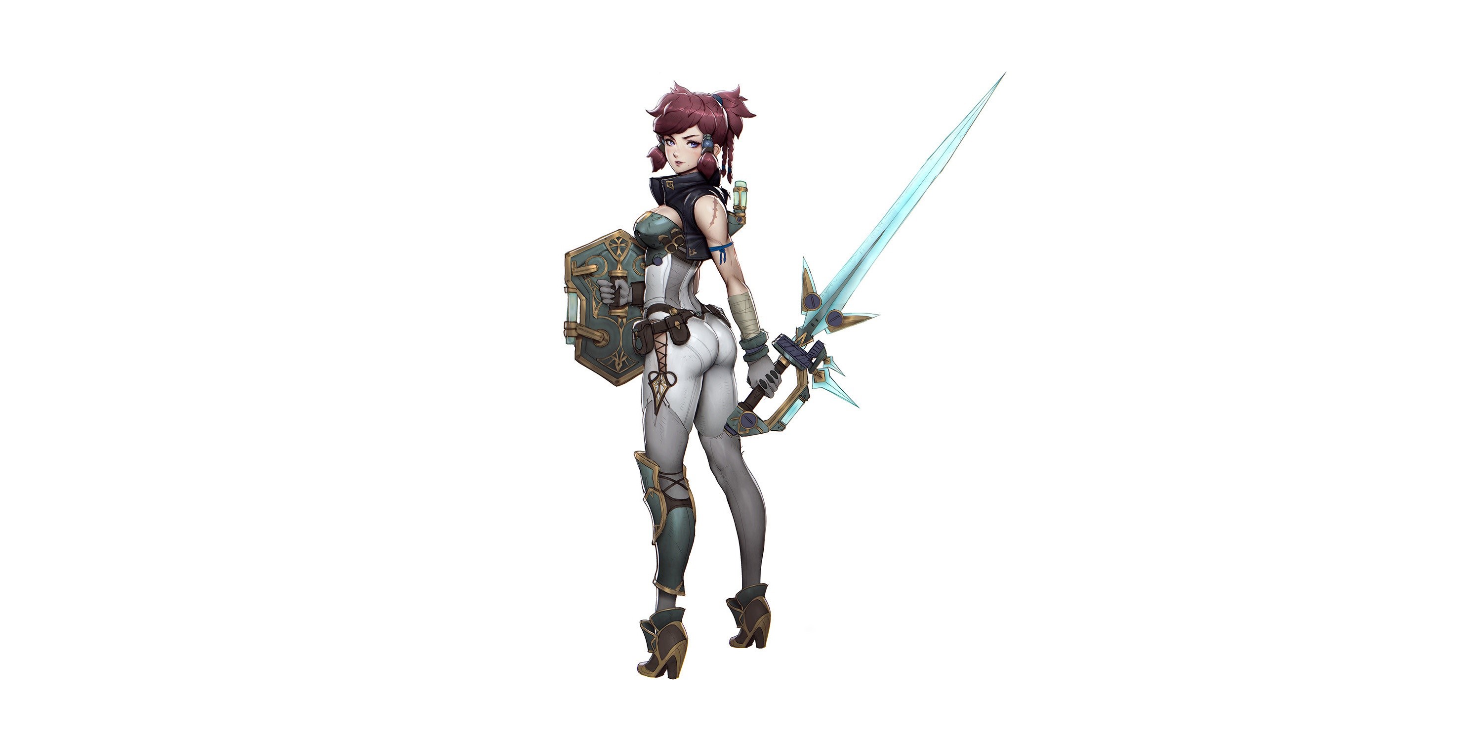 Fantasy girl with sword and shield HD Wallpaper