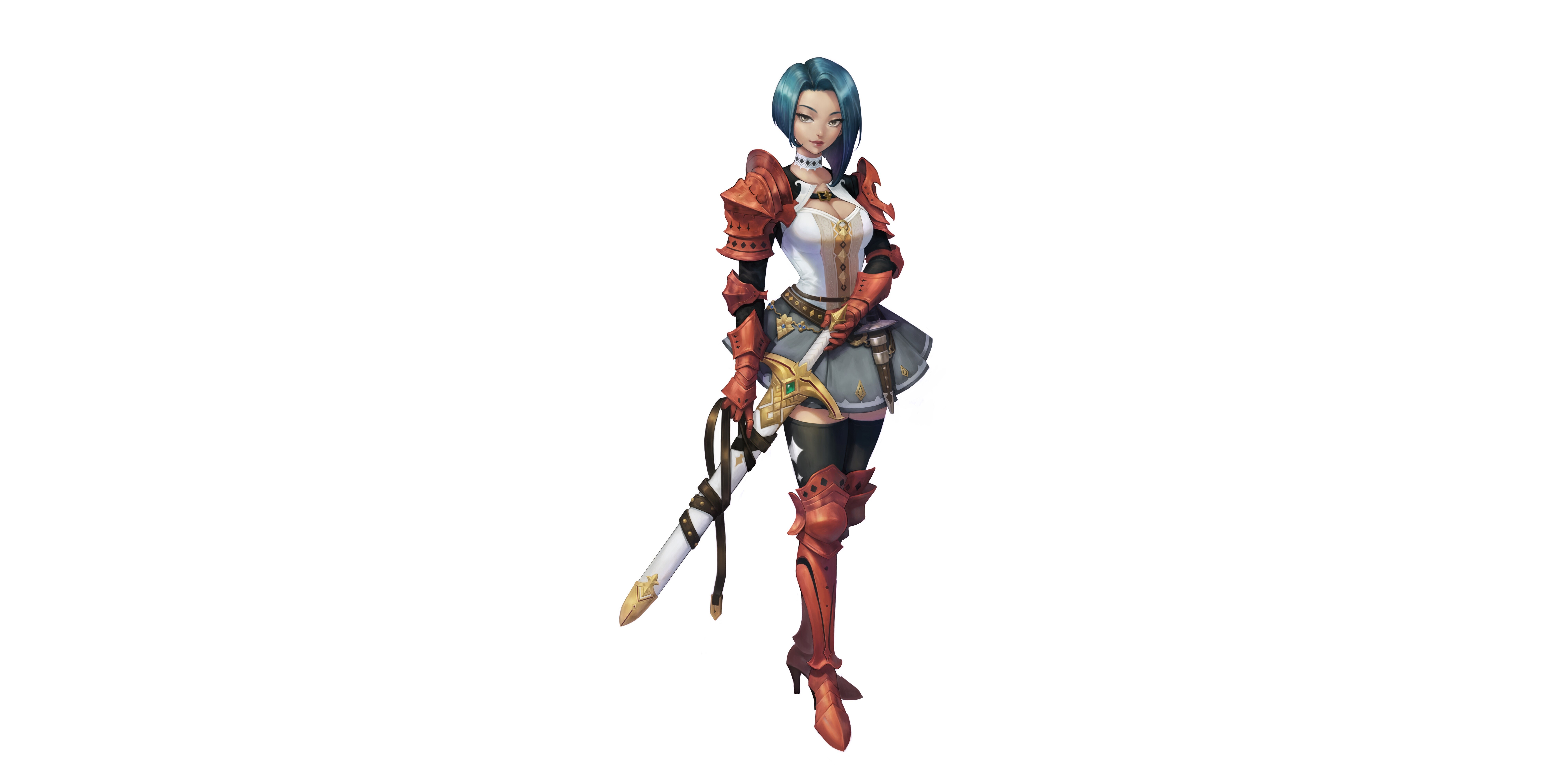 Fantasy girl with sword and armor HD Wallpaper