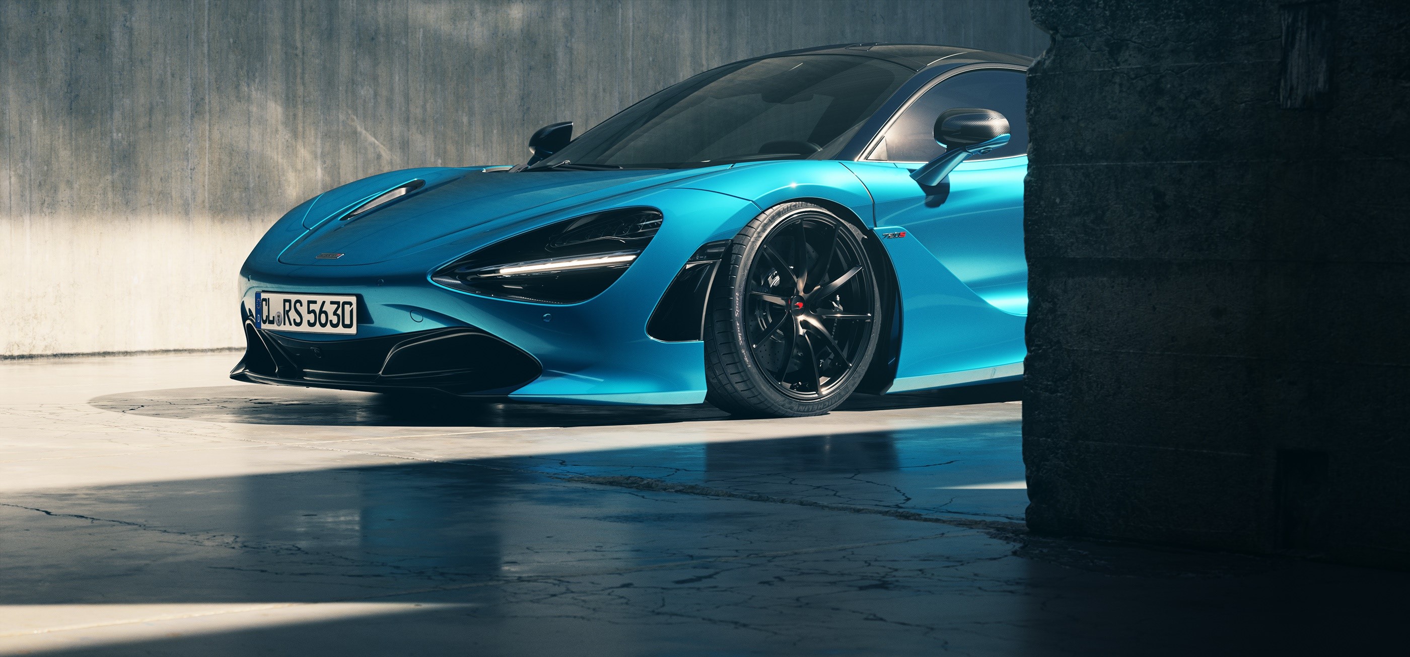 Blue McLaren 720S with custom wheels HD Wallpaper