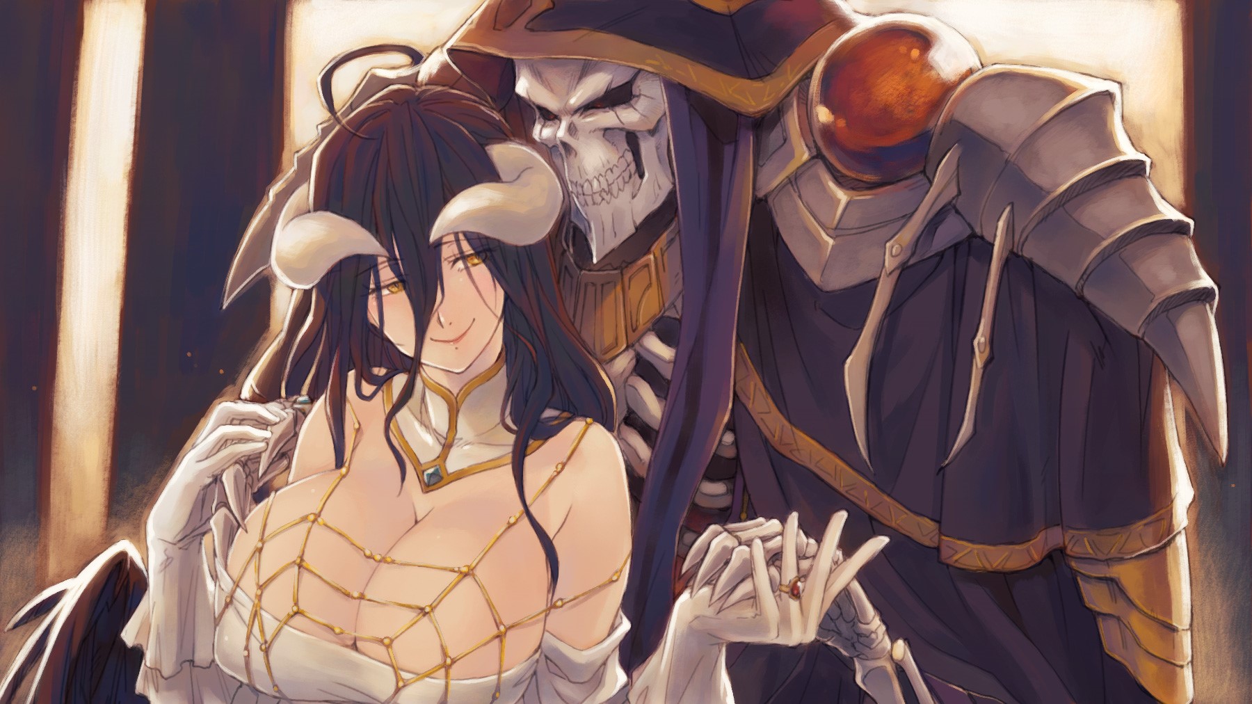 Albedo and Ainz Ooal Gown from Overlord HD Wallpaper