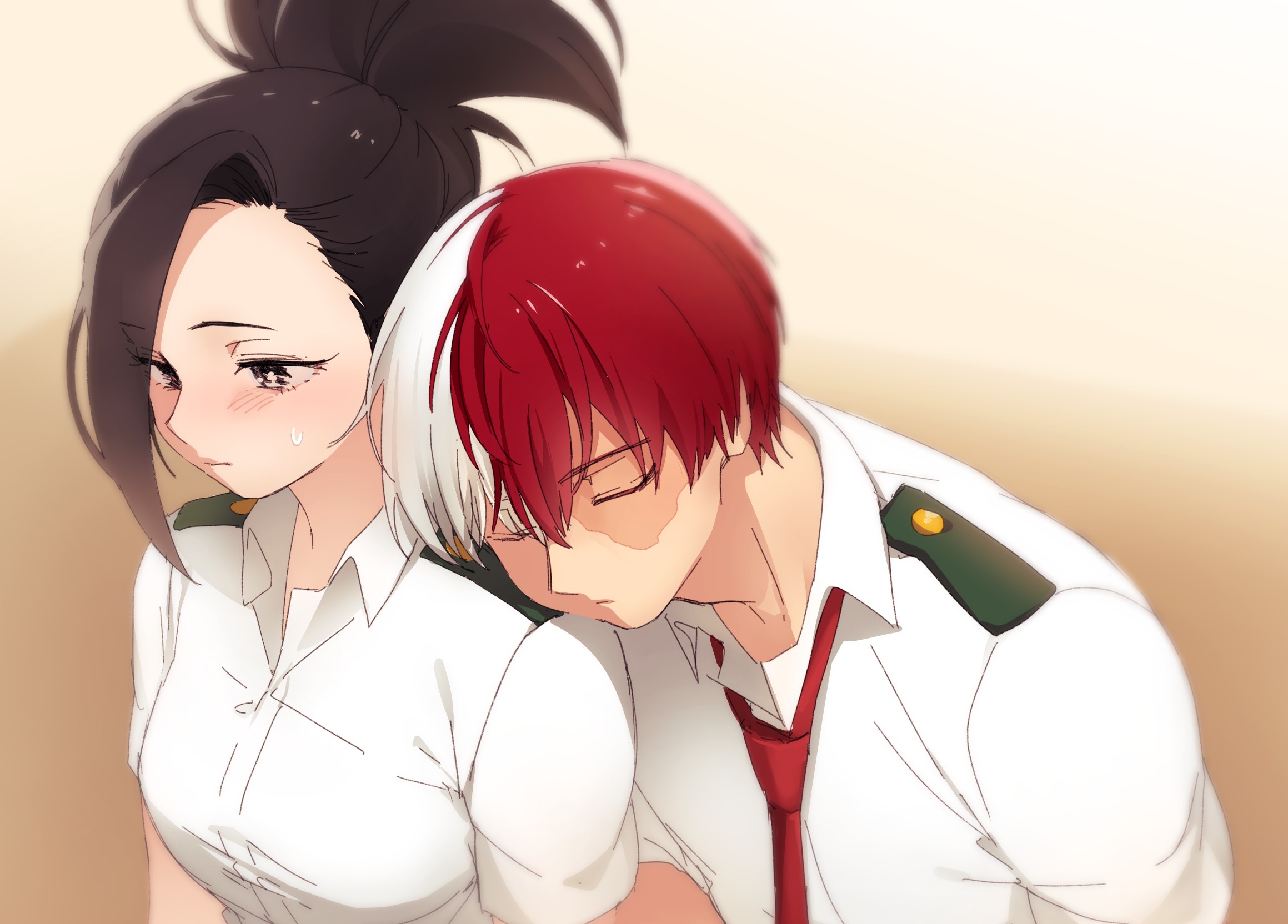 Momo Yaoyorozu and Shouto Todoroki from Boku no Hero Academia HD Wallpaper