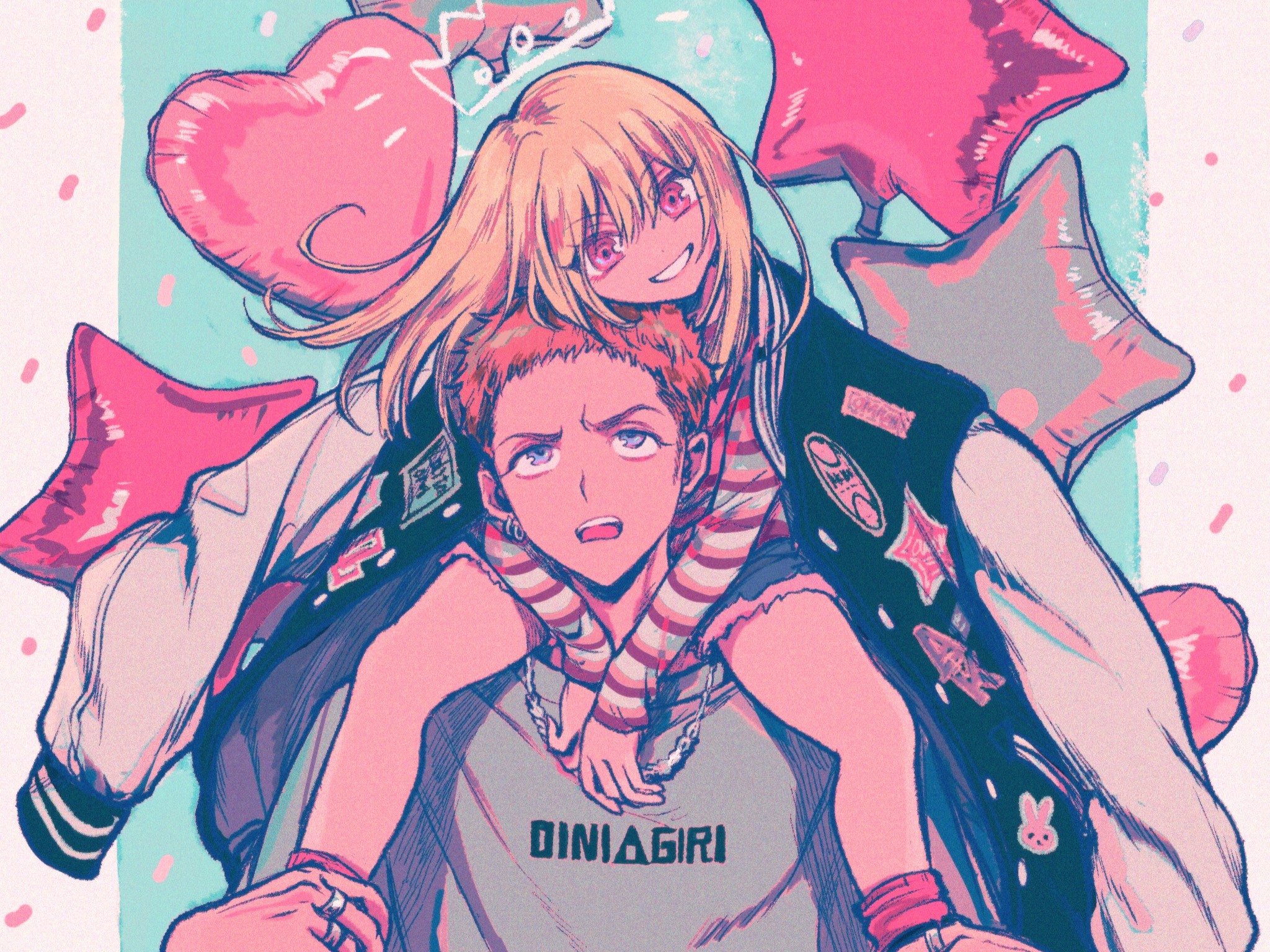 Anime couple with balloons HD Wallpaper