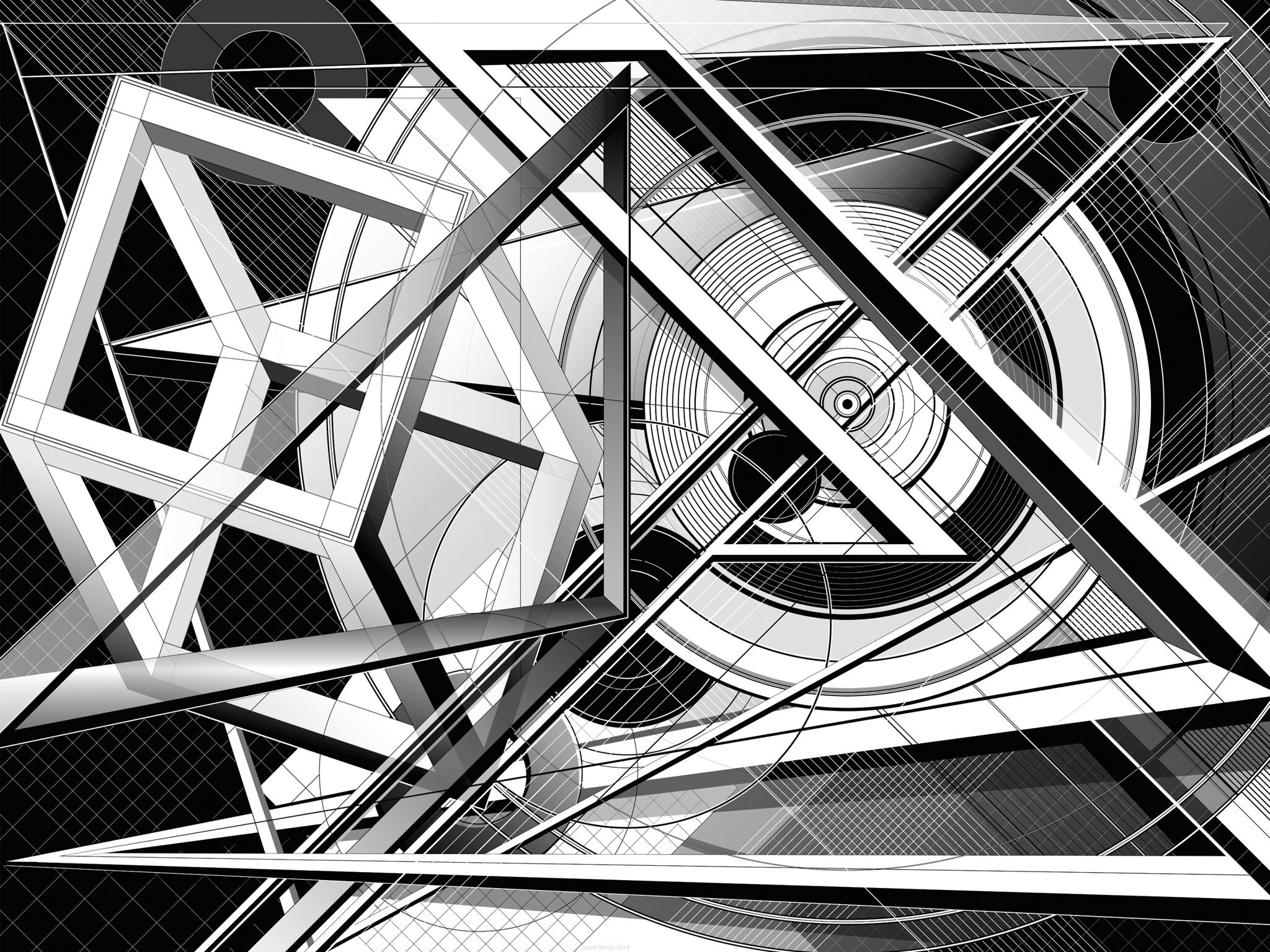 Monochrome geometric abstract artwork HD Wallpaper
