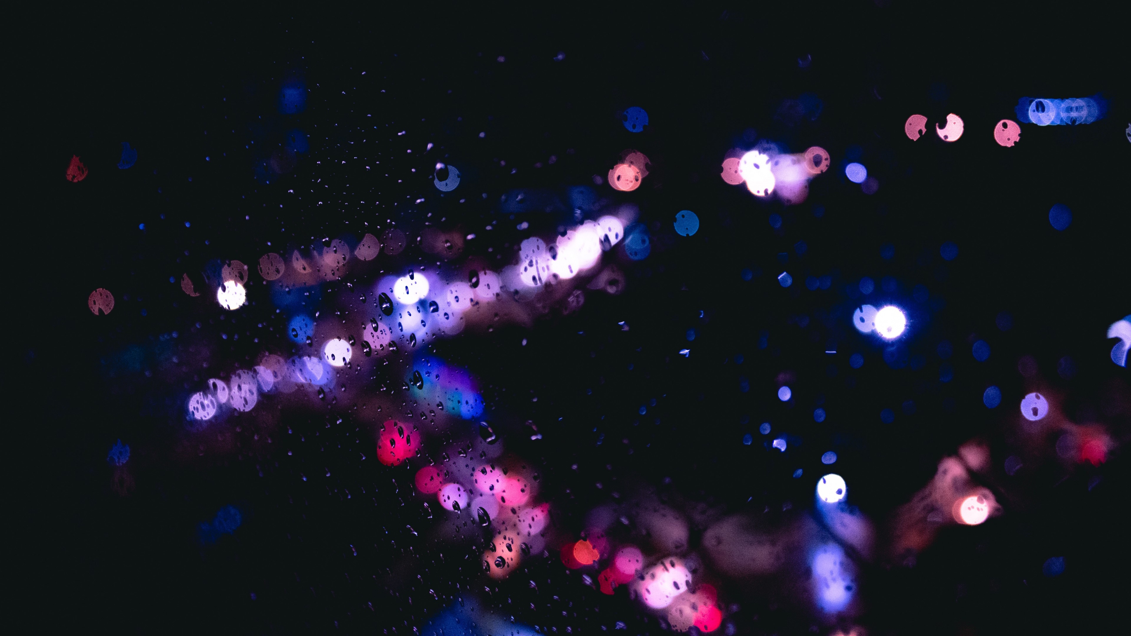 4K Rain Bokeh Water Drops Dark HD Wallpaper