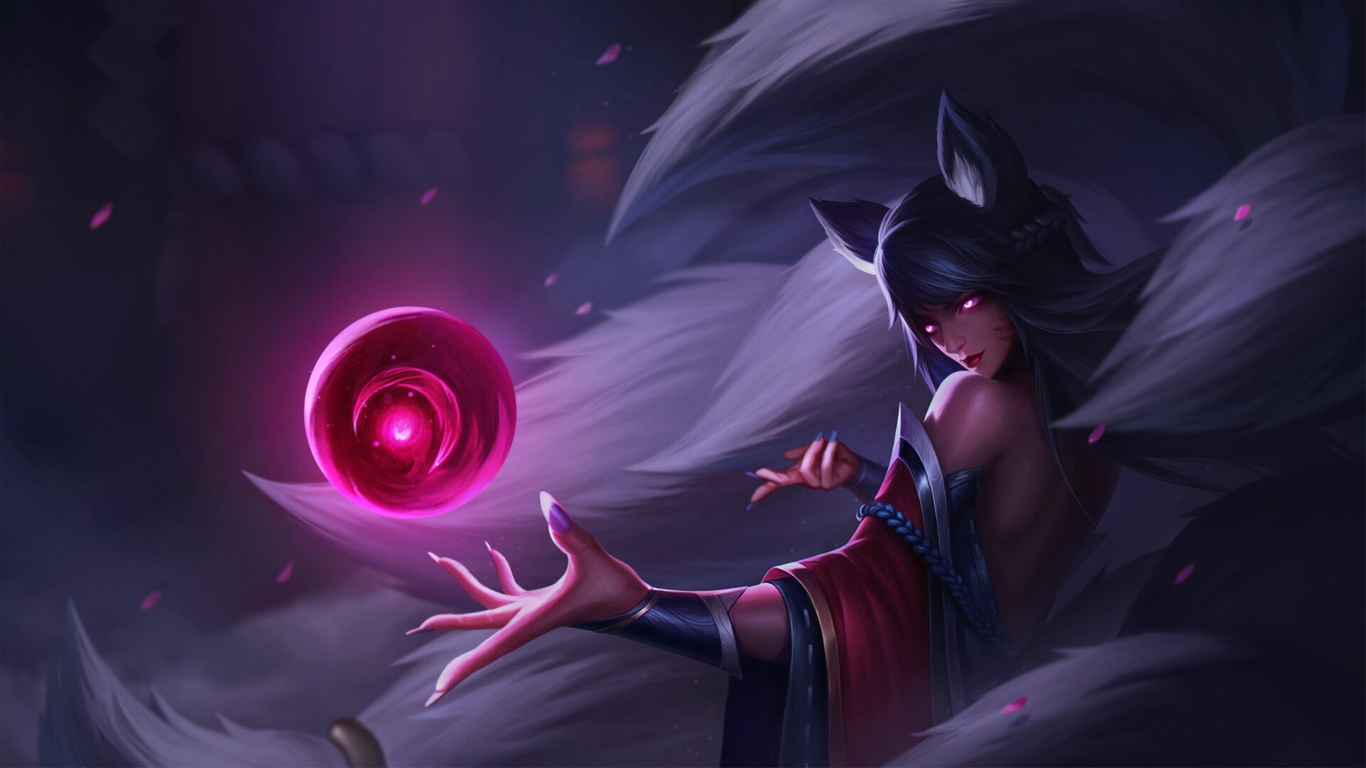 Ahri from League of Legends with a magic orb HD Wallpaper