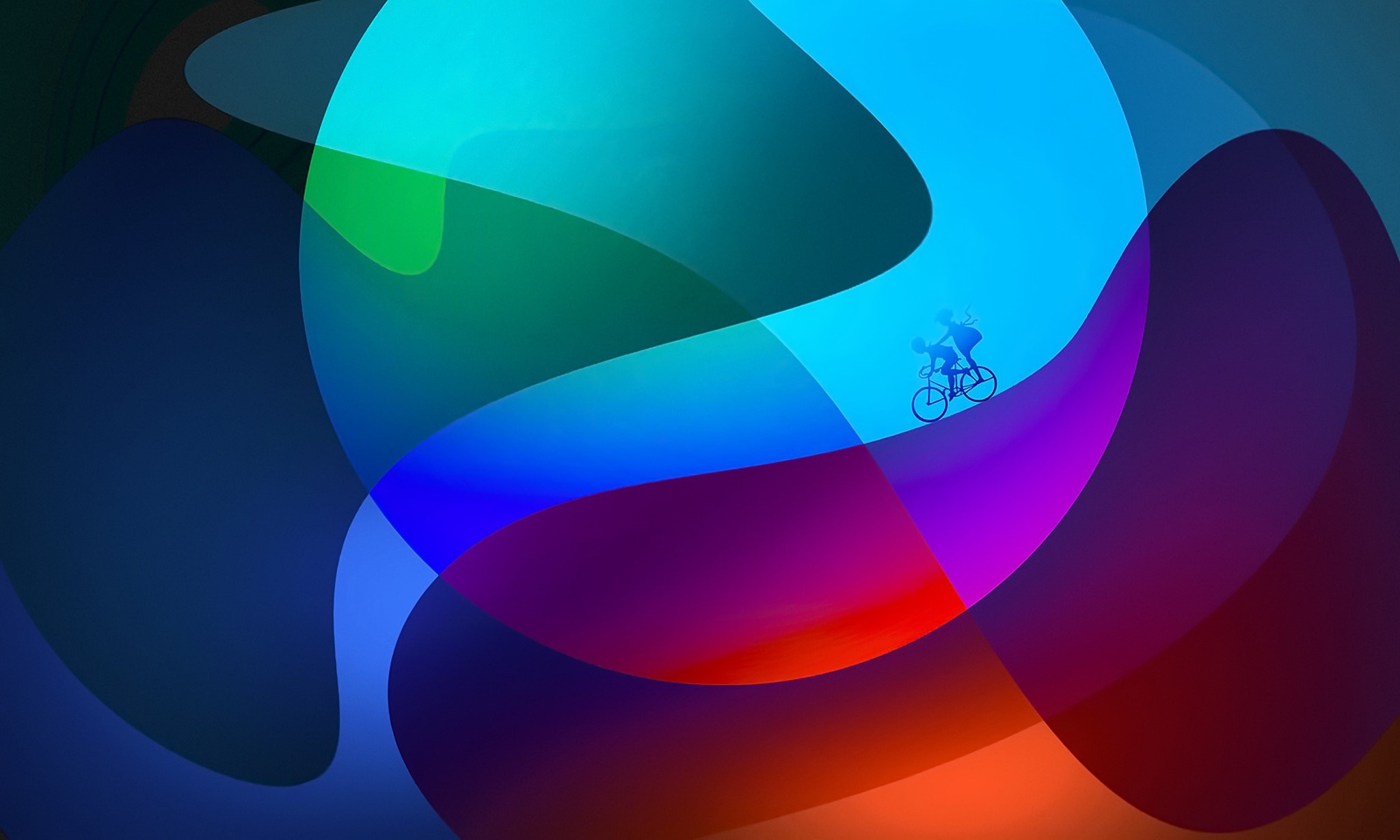 Abstract colorful shapes with cyclists HD Wallpaper