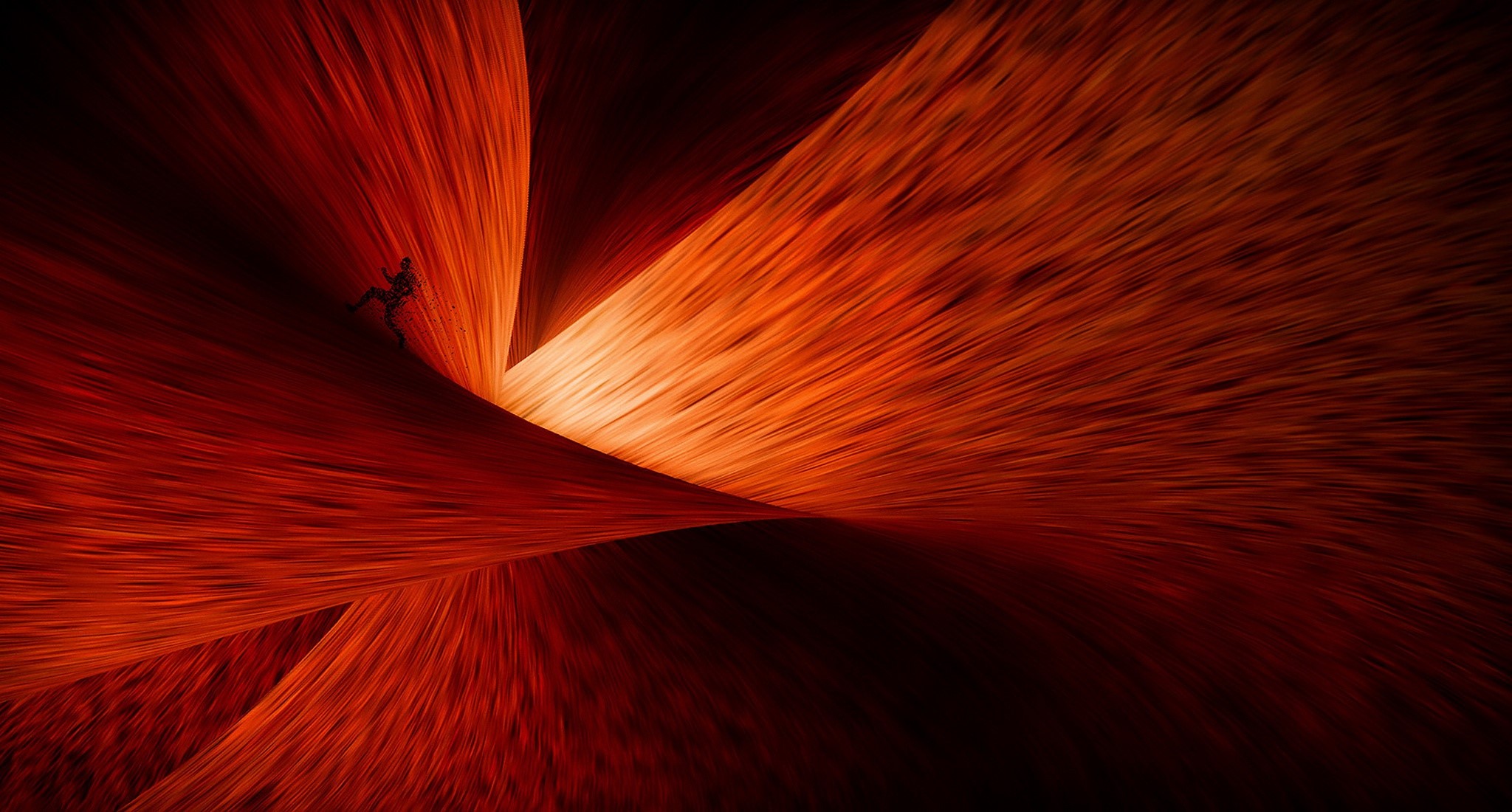 Abstract digital art with a climber in red HD Wallpaper