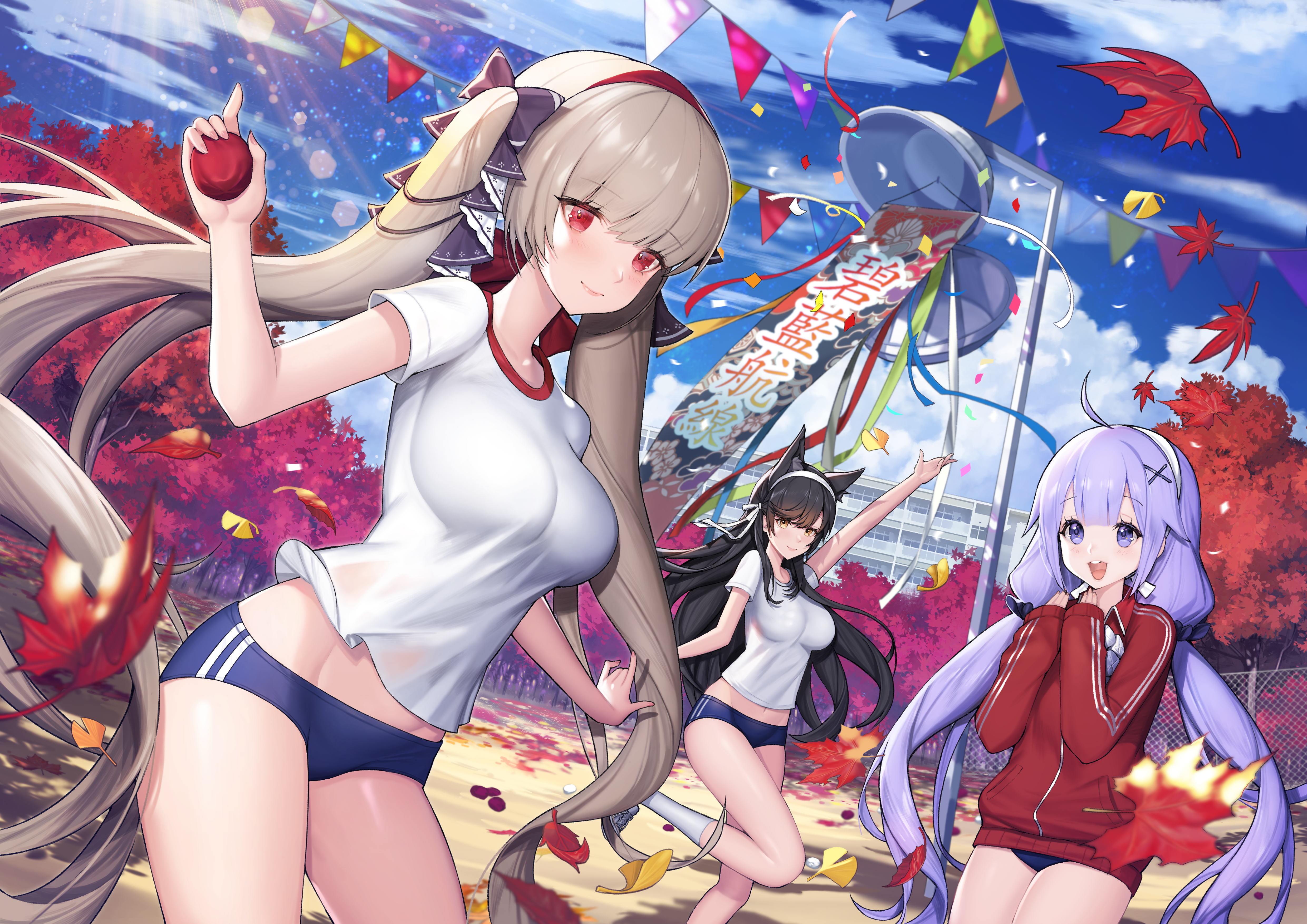 Azur Lane: Atago, Formidable, and Unicorn at a school festival HD Wallpaper
