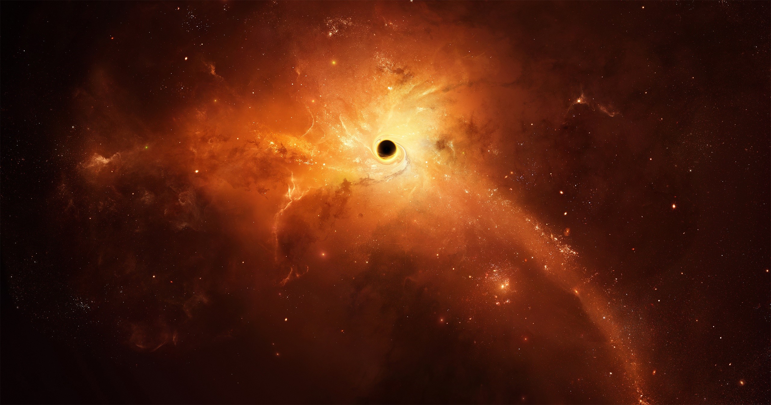 Black hole in a nebula with stars HD Wallpaper
