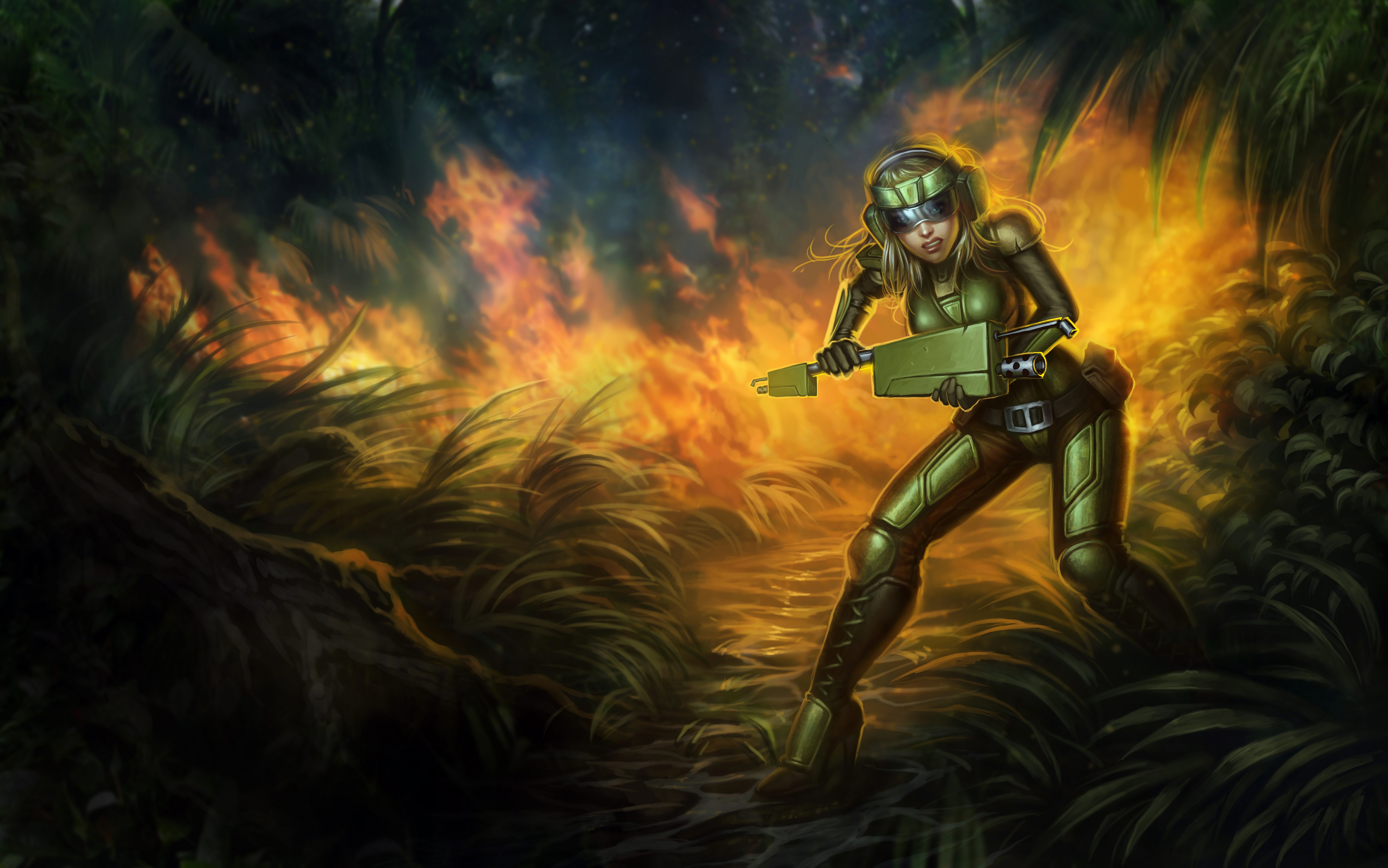 4K original character in jungle fire HD Wallpaper