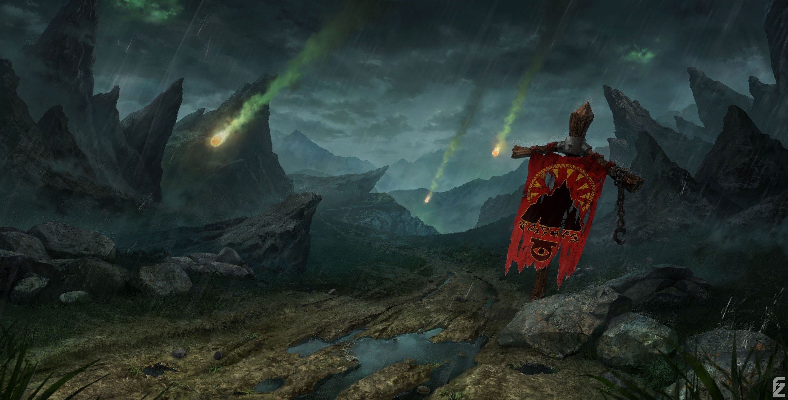 Warcraft III: Reforged landscape with meteors HD Wallpaper