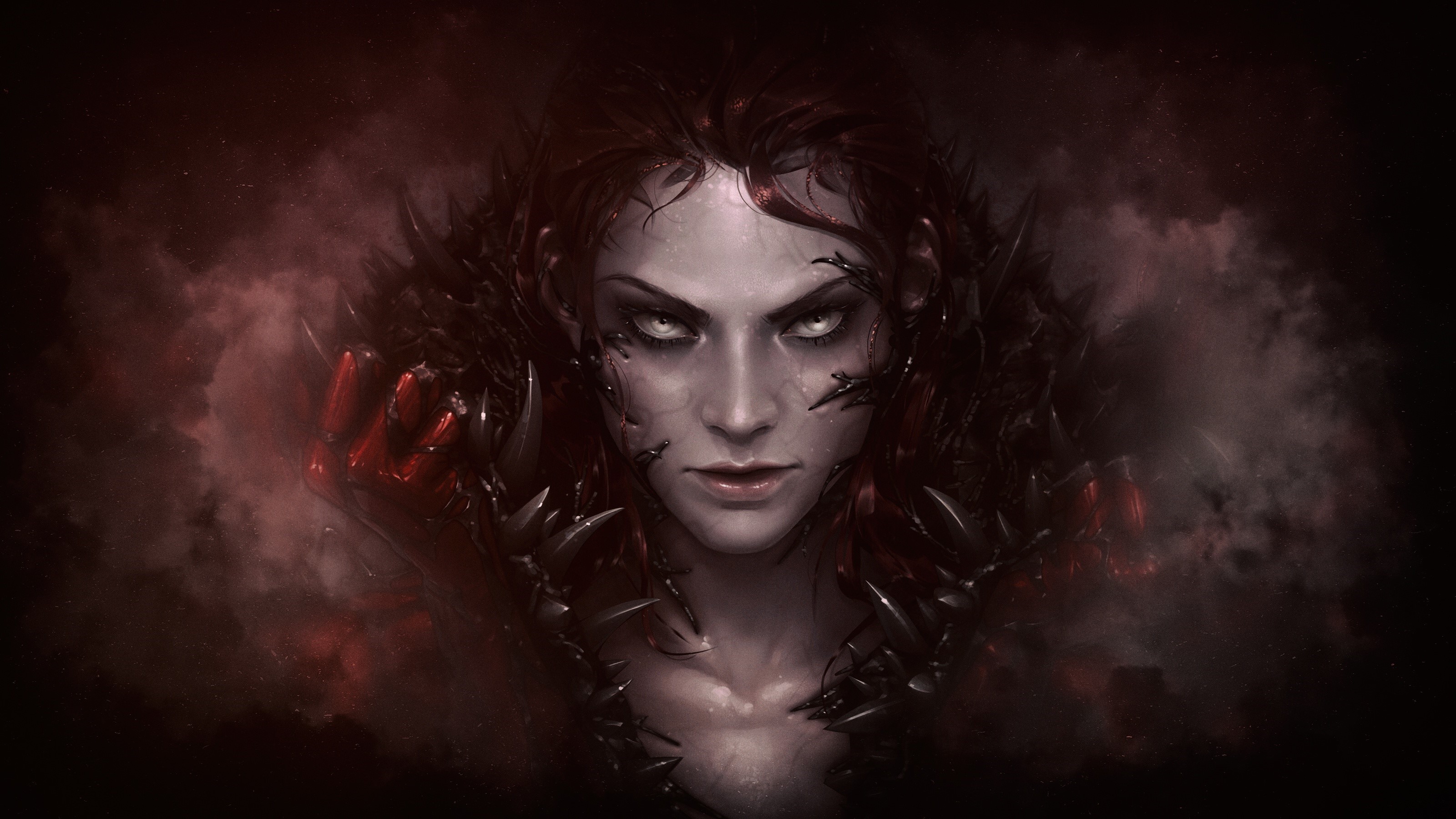 Fantasy girl with dark tendrils HD Wallpaper