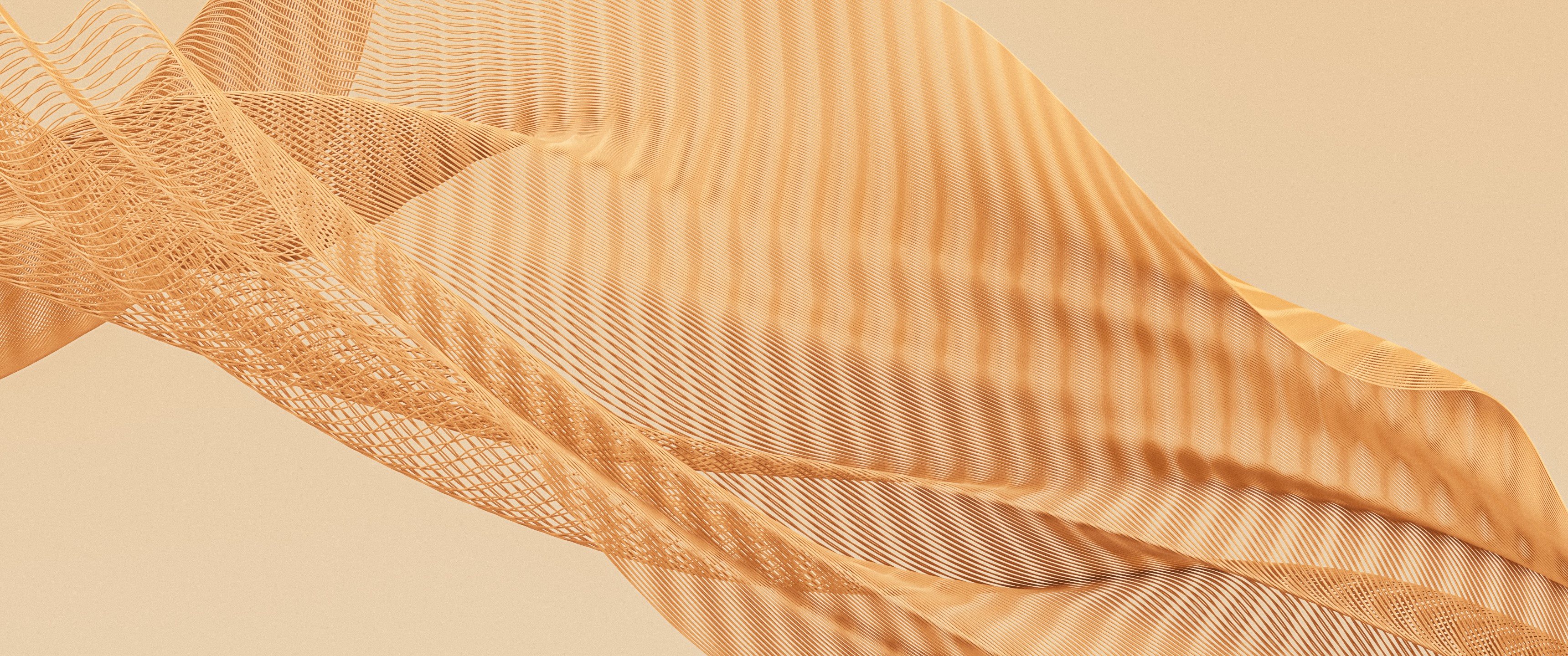 3D abstract render of flowing golden mesh HD Wallpaper