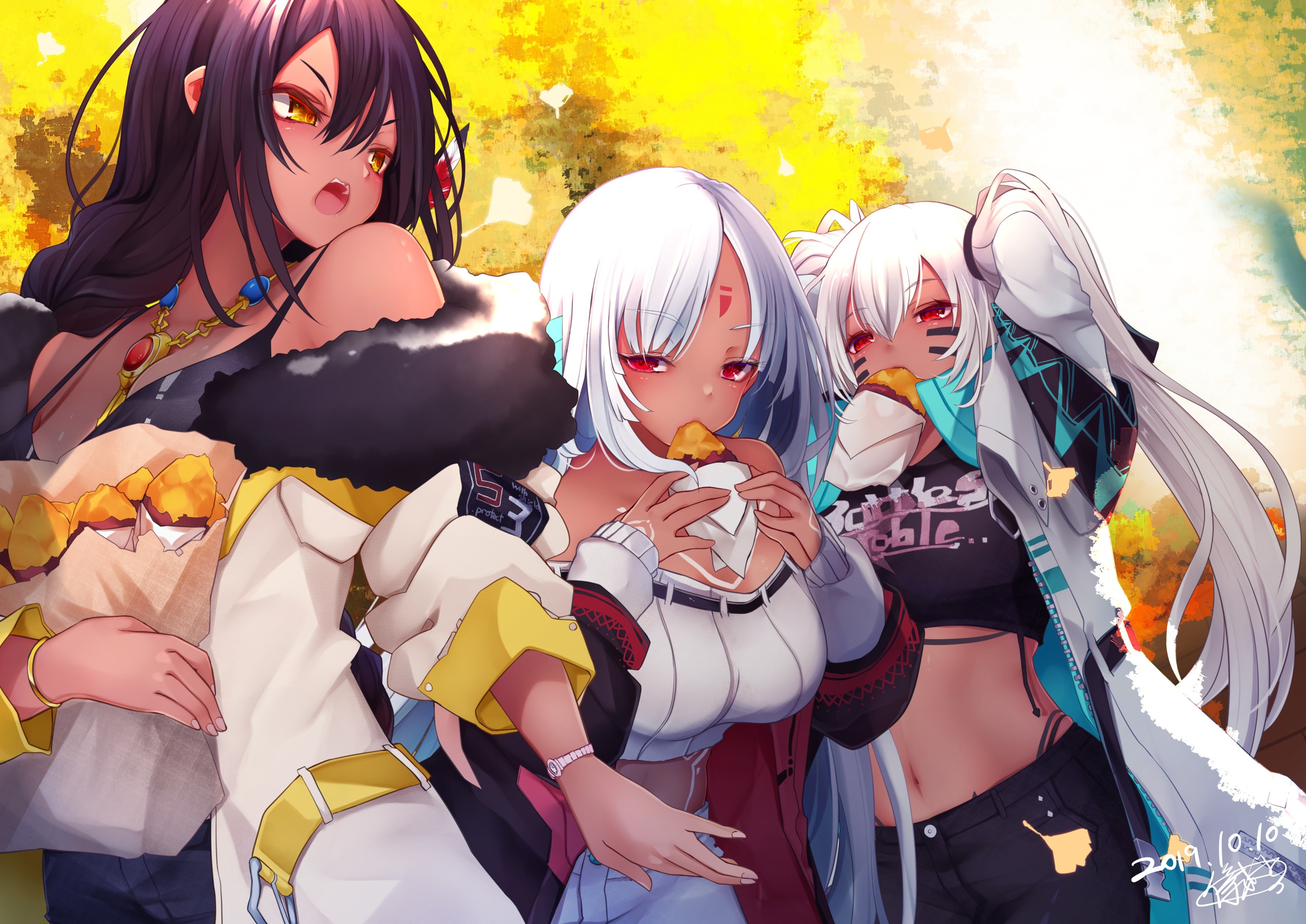 Azur Lane: Massachusetts, Alabama, and South Dakota eating HD Wallpaper