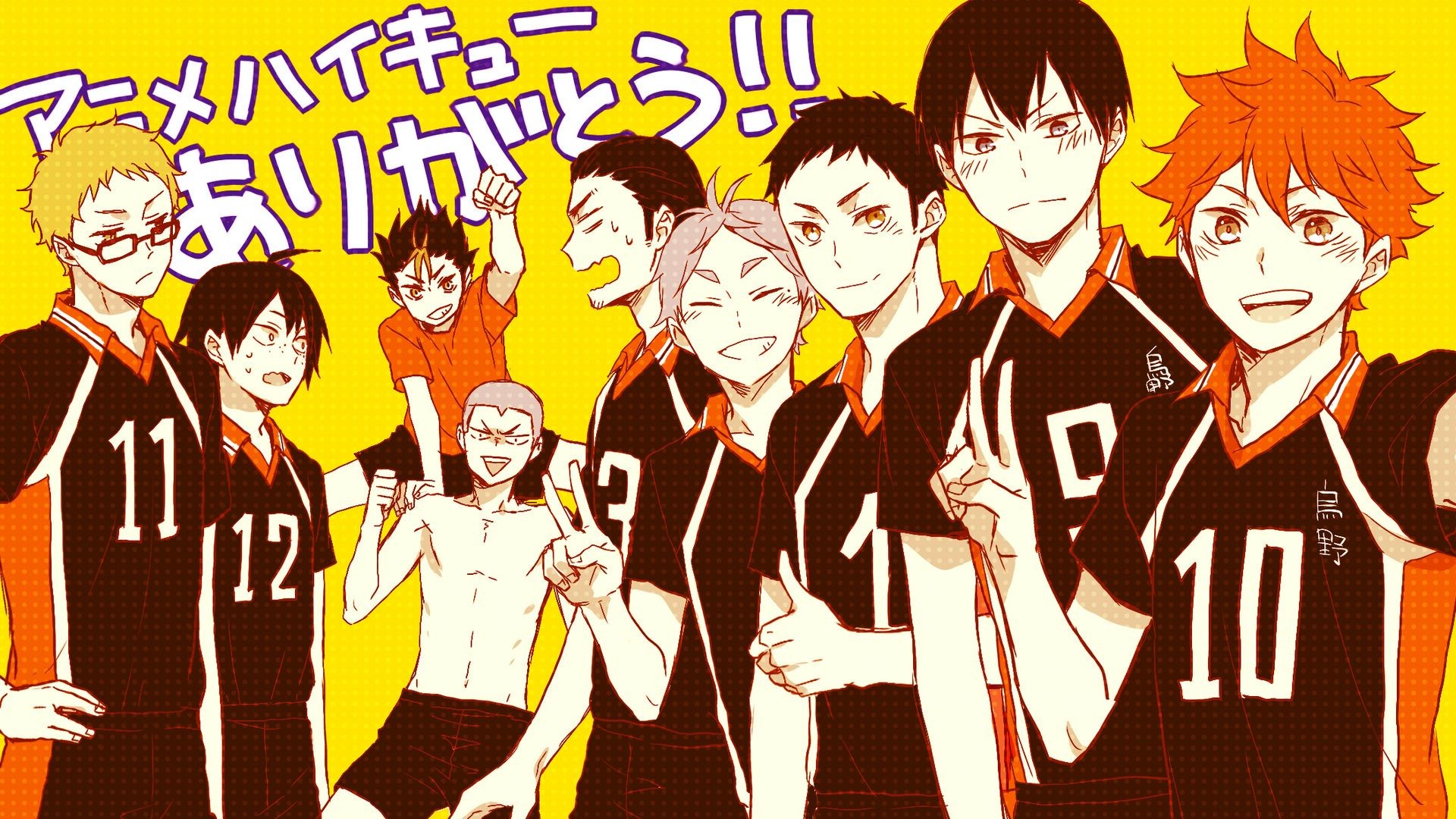 Haikyuu!! characters celebrating HD Wallpaper