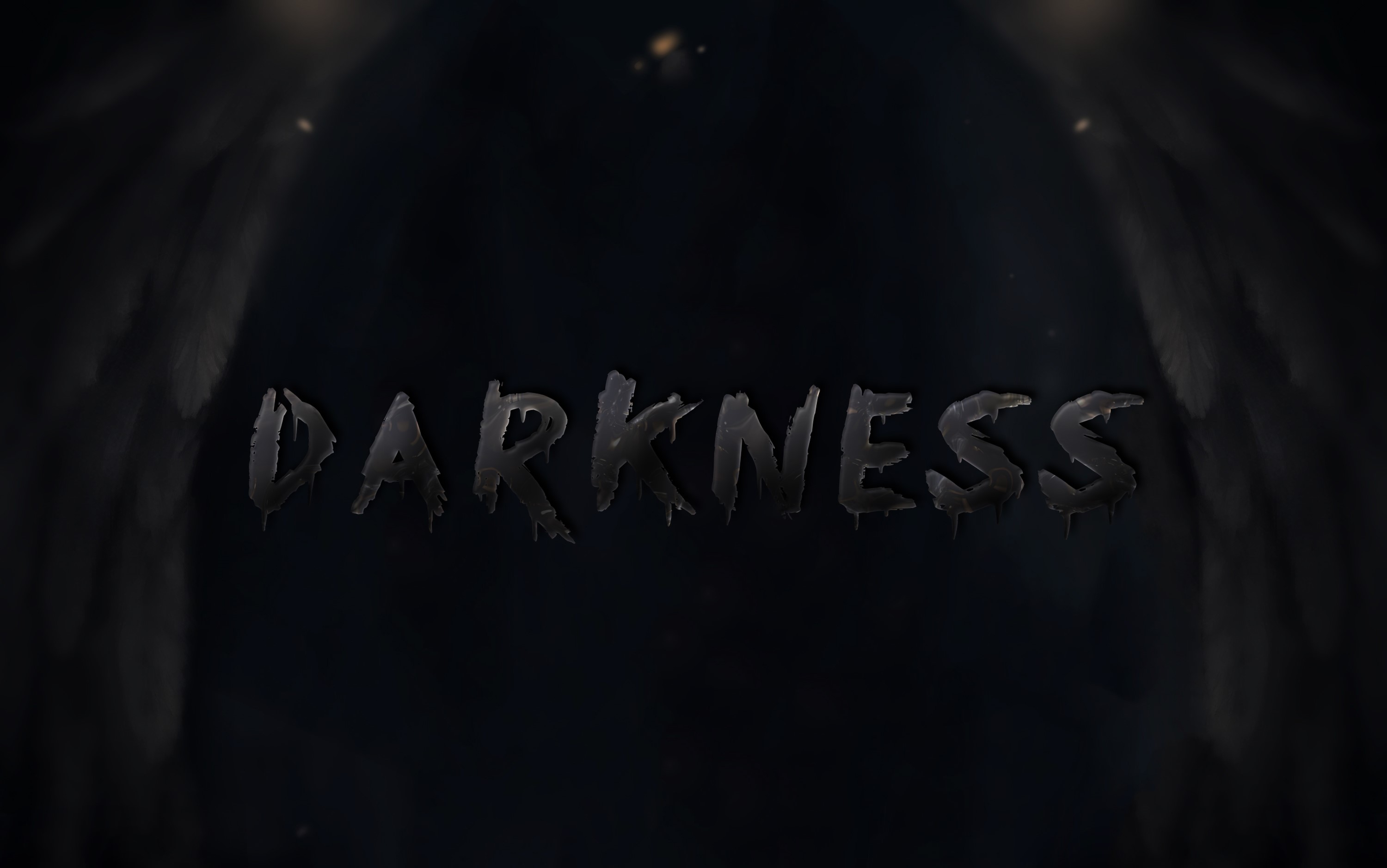 The word DARKNESS with dark wings HD Wallpaper