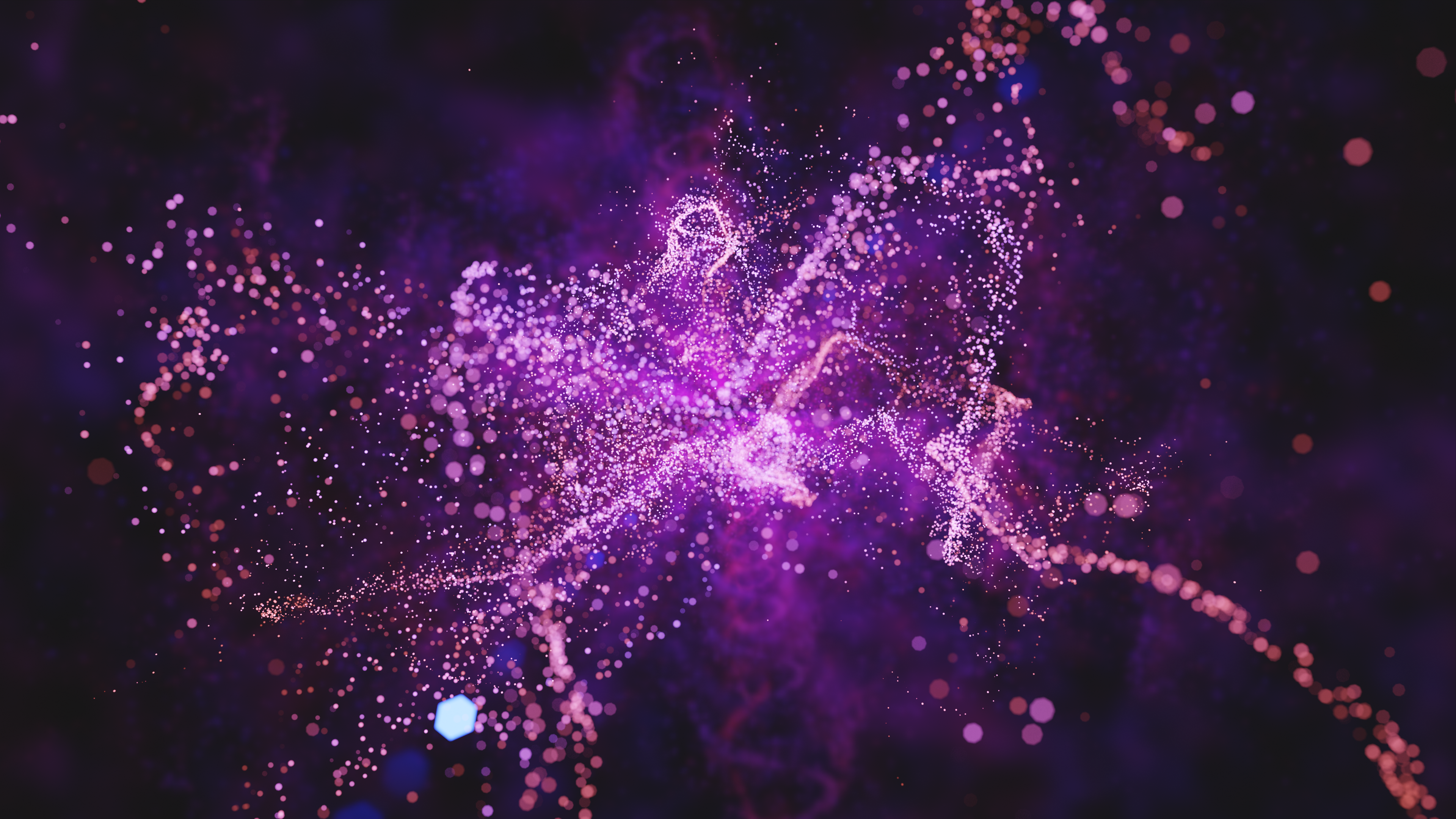 Abstract 3D Purple Particles Bokeh 4K HD Wallpaper