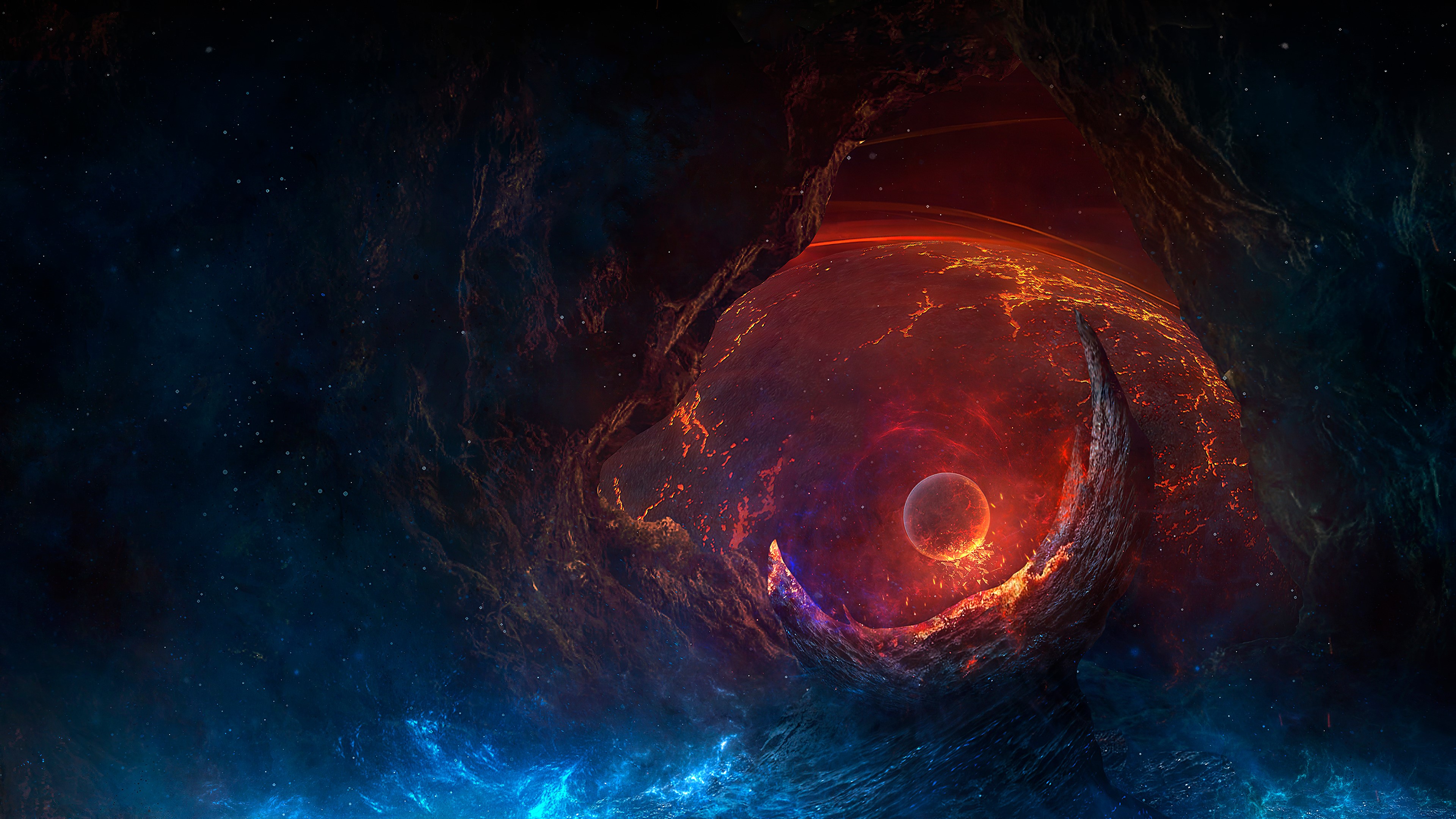 4K Space Art Illustration of a Nebula and Planets HD Wallpaper